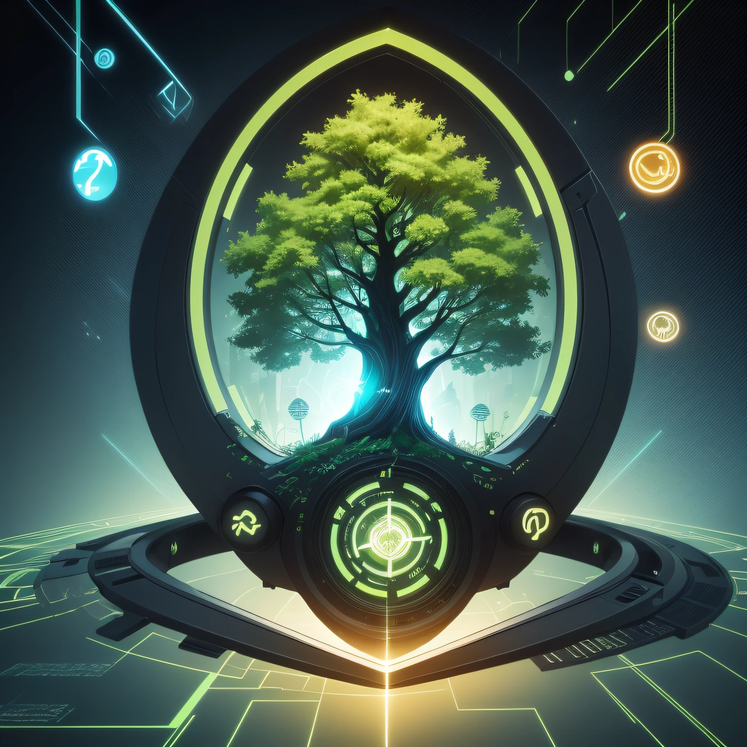 Logo Concept:In this logo, a stylized representation of a tree emerges from a circuit board pattern, symbolizing the fusion of technology and nature.Explanation:The tree represents growth, stability, and prosperity, which aligns with your community's pursuit of financial independence and freedom. The circuit board pattern within the tree symbolizes technology and the digital realm, emphasizing your hub's connection to the crypto and web3 space.The logo represents the harmonious coexistence of these two elements, demonstrating that financial growth and innovation can thrive within a natural and balanced environment.Color Scheme:Consider using a blend of green and blue tones. Green represents nature, growth, and abundance, while blue symbolizes technology, trust, and the digital world. The combination of these colors creates a cohesive and visually appealing logo.Font:Choose a modern and clean font for the text portion of the logo. This font should be easy to read --auto