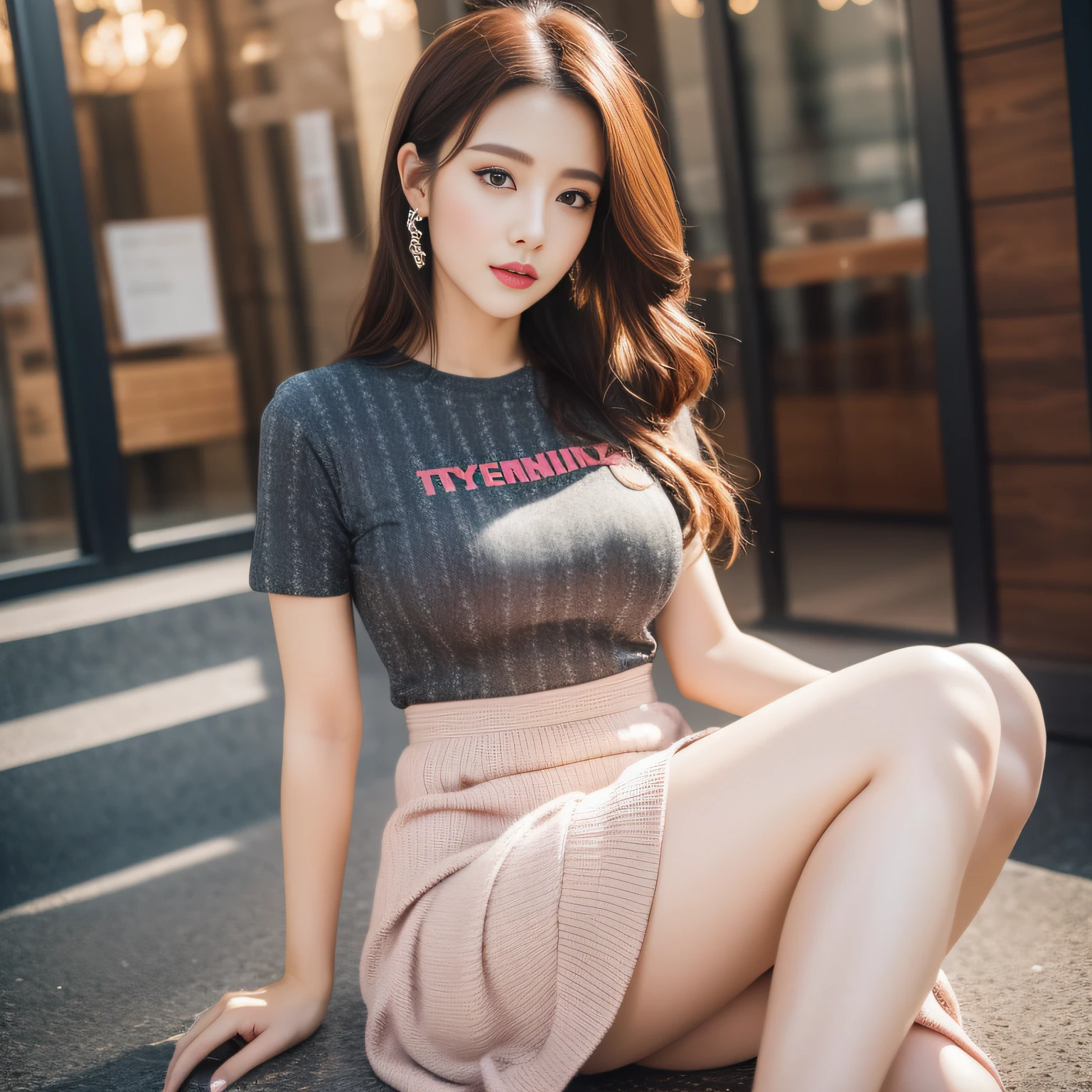 4K,realisticlying,Glamorous,The is very detailed,1girll,beautiful vintage color,Instagram(realisticlying,A high resolution:1.8),Low flash,(((ankle))),(((high-heels)))high-heels,pretty hair(((Eye makeup)))((Thin lips))((tee shirt,a skirt)),looking at viewert,,full bodyesbian(4K,RAW photos,best qualtiy,tmasterpiece:1.2),(realisticlying,Photorealistic:1.37),35-year-old woman,Charming,pretty hair,anywhere,full bodyesbian,Hyper-detailing,tmasterpiece,perfect bodies