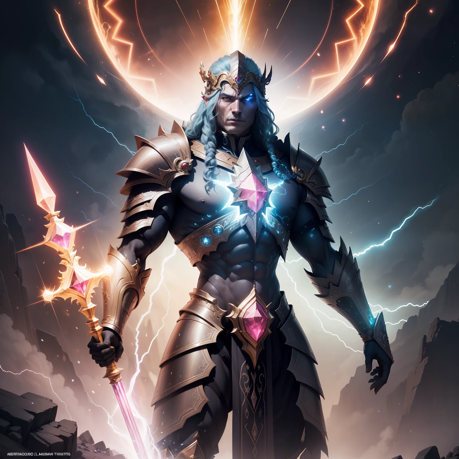Herald Magnora is a wise and powerful warrior, with a majestic and imposing appearance. His armor is adorned with energetic crystals that emit sparkling lights. He carries an energy scepter that can summon natural elements such as lightning and earthquakes. His posture exudes leadership and respect, inspiring his followers to trust in his guidance.