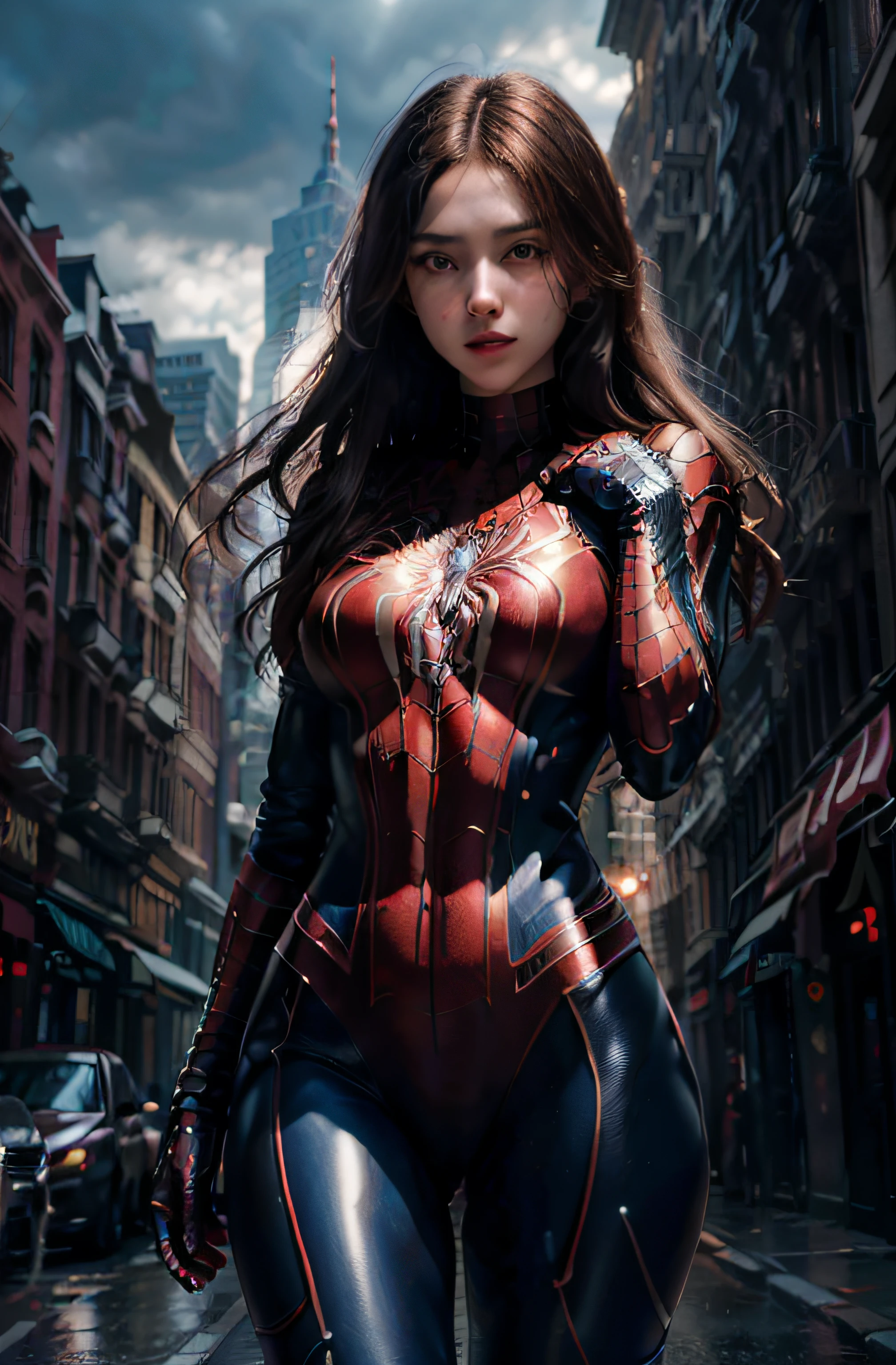 (wearing spiderwoman_cosplay_outfit:1.1), in front of a sky, 
good hand,4k, high-res, masterpiece, best quality, head:1.3,((Hasselblad photography)), finely detailed skin, sharp focus, (cinematic lighting), night, soft lighting, dynamic angle, [:(detailed face:1.2):0.2], medium breasts, outside,