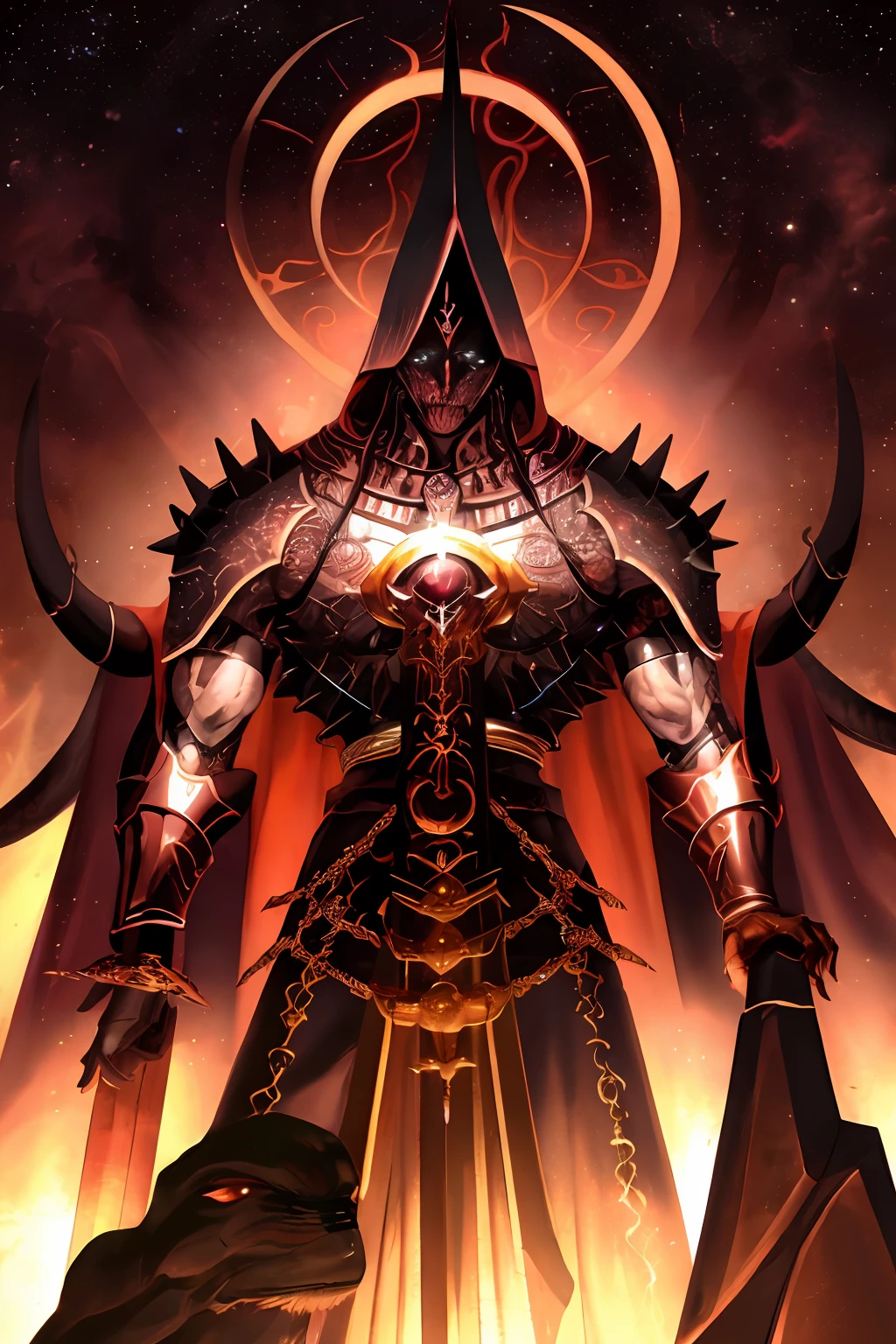 nenhum ser humano, Sentinel Guardian, humanoide, monstruoso, asas, biblical,Scorpius is an imposing and intimidating figure. His armor features venomous spikes and dark colors, befitting his shadowy nature. He wields a obsidian hammer charged with dark energy, capable of unleashing devastating shockwaves. His posture is aggressive and dominant, displaying his desire to conquer his