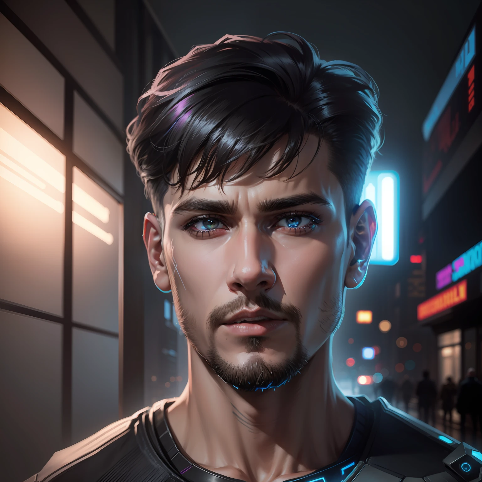 Change background cyberpunk handsome boy, realistic face, 8k, ultra realistic,