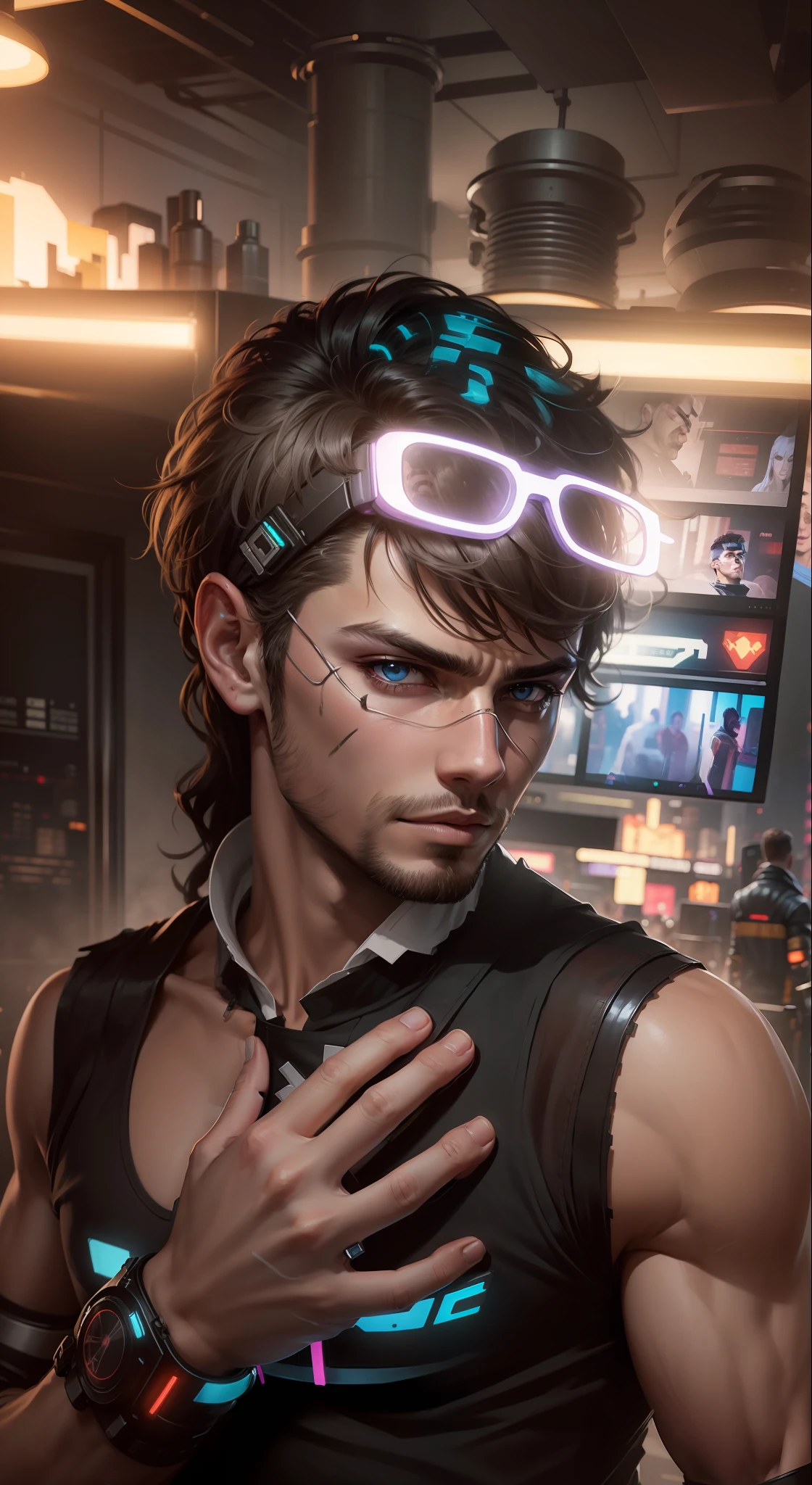 Change background cyberpunk handsome boy, realistic face, 8k,ultra realistic