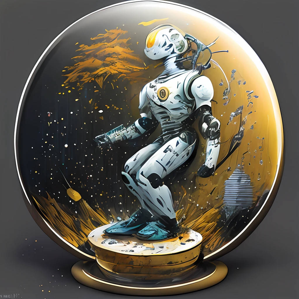 robot, sticker of a full body picture of a beautiful woman holding bitcoin sitting and working on PC printed bitcoin, black tights, highly detailed beautiful face, banksy art, Kim Jung gi, freedom, soul, digital illustration, comic style, steampunk noir, approaching perfection, dynamic, highly detailed, watercolor painting, artstation, concept art, smooth, sharp focus, illustration, art by Carne Griffiths and Wadim Kashin (masterpiece, top quality, best quality, official art, beautiful holding bitcoin