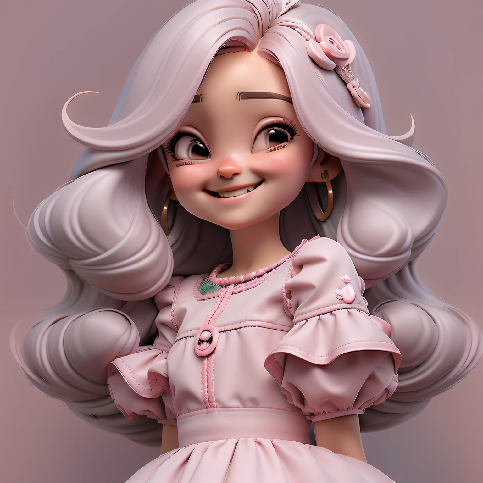 5meninas, cabelo longo, olhos azuis, brincos, joias, solo, saia, olhando para o espectador, cabelo rosa, sorriso, cabelo muito longo, ornamento de cabelo estrela, jaqueta, labia, fundo simples