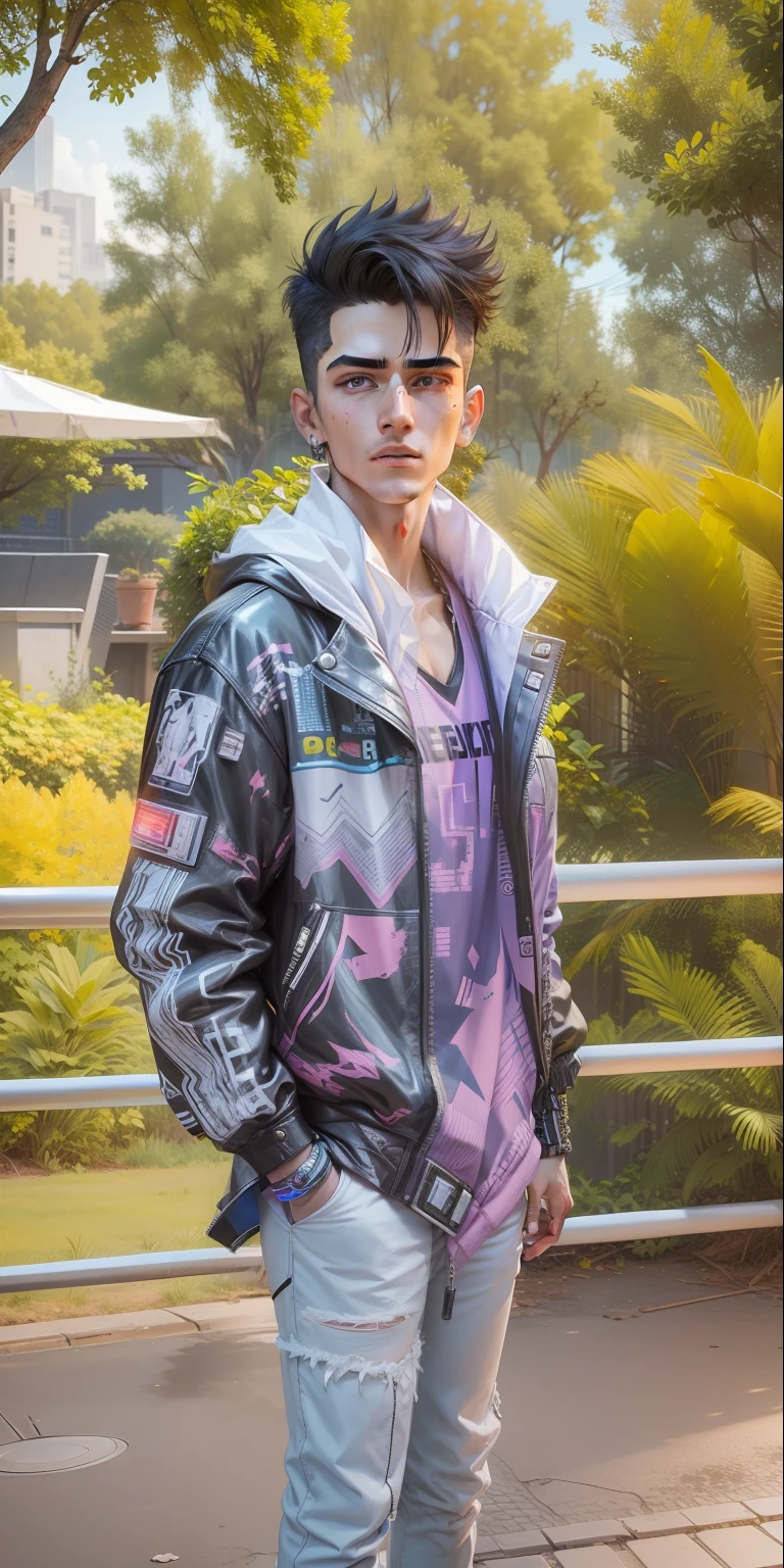 Change background cyberpunk handsome boy. Realistic face . 8k ultra realistic