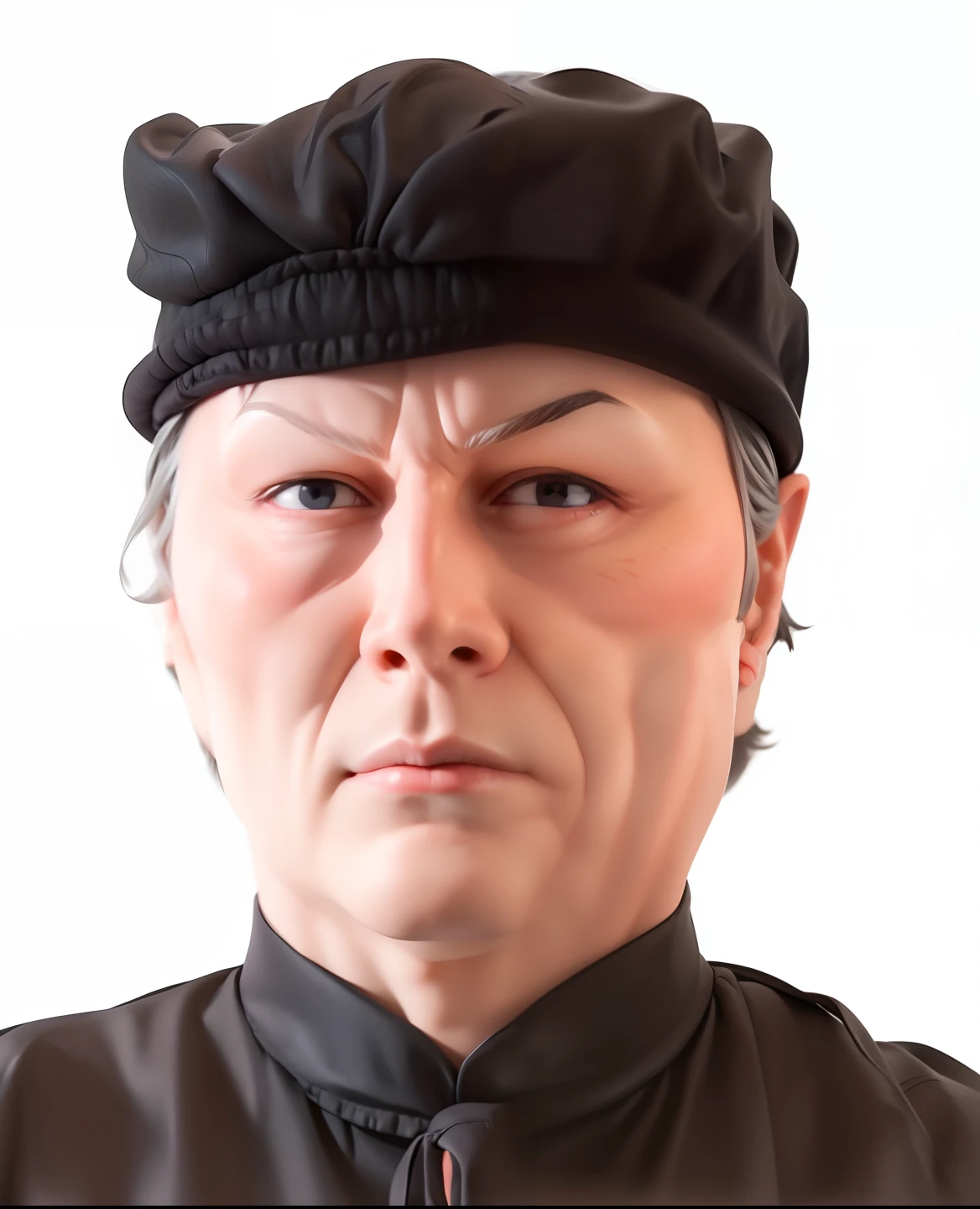 (Masterpiece,Best quality),(Ultra-detailed),(full bodyesbian, tchibi),
Alafeld man wearing a black hat and black shirt,
(handsome detailed face), (Detailed black eyes),