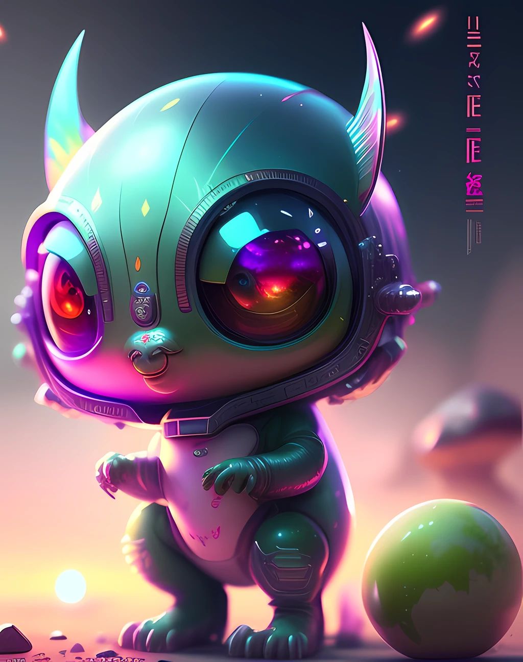 cute alien digital art, Trending art station