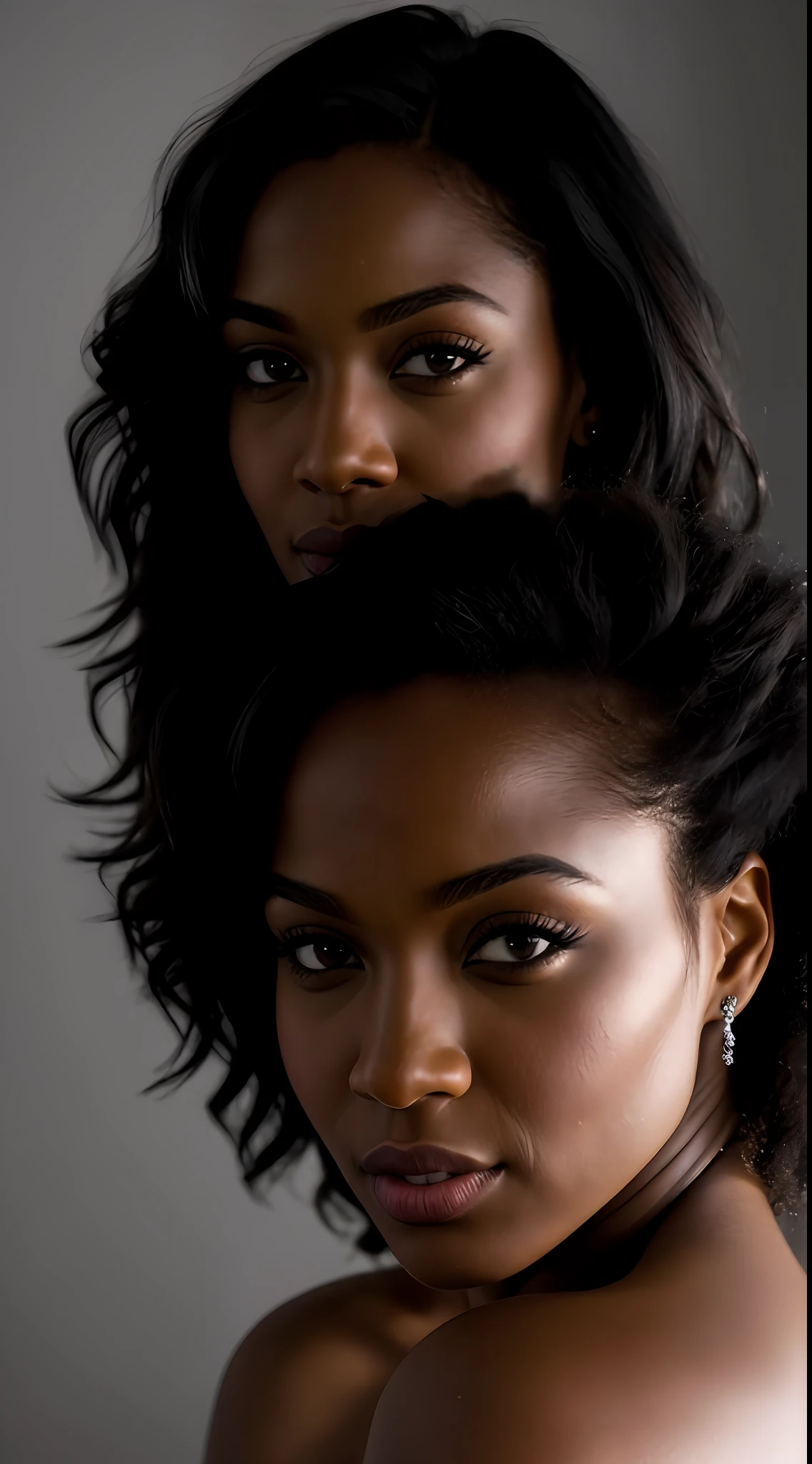 blkmndy, aggression, ???????? with camera, textura natural da pele, hiper realismo luz suave, foto de retrato em close de perla negra, filme, studio illumination, pele detalhada, ultra realista, bokeh, Crystal clear resources, 8k UHD, alta qualidade, filmic grain, Fujifilm XT3