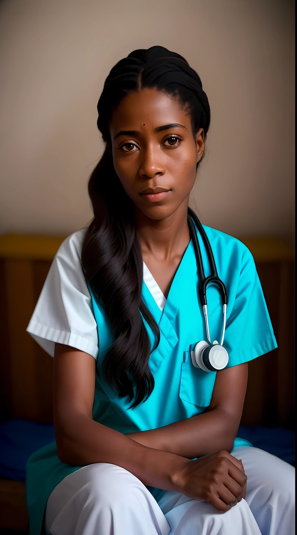 Foto RAW, uma foto retrato de Elena, (jovem medica apaixonada pelas comunidades isoladas no Congo) (, pele clara altamente detalhada: 1.2), 8k uhd, dslr, gentle illumination, alta qualidade, movie grain, Fujifilm XT3