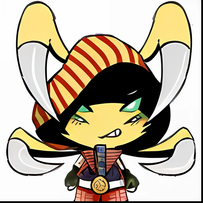 a cartoon character with a striped hat and a red and white striped shirt, chibi, ryuu, ninjala, y 2 k cutecore clowncore, inspired by Takehisa Yumeji, katana zero video game character, banchou, kanliu666, superb, oni horns, toki doki, masuimi max, giesha demon