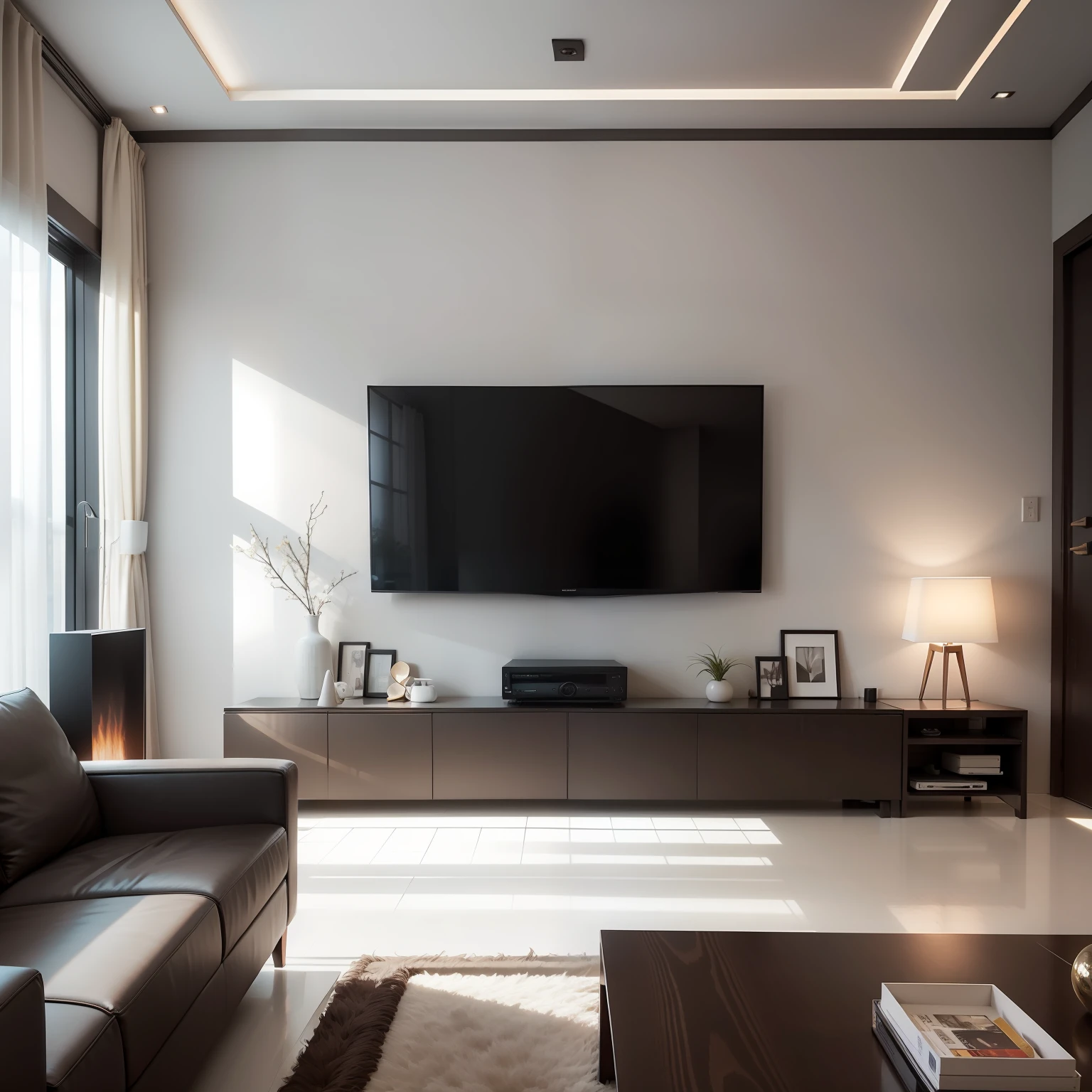 Interior design Modern style Material Gao Hua Noble 8K living room big TV