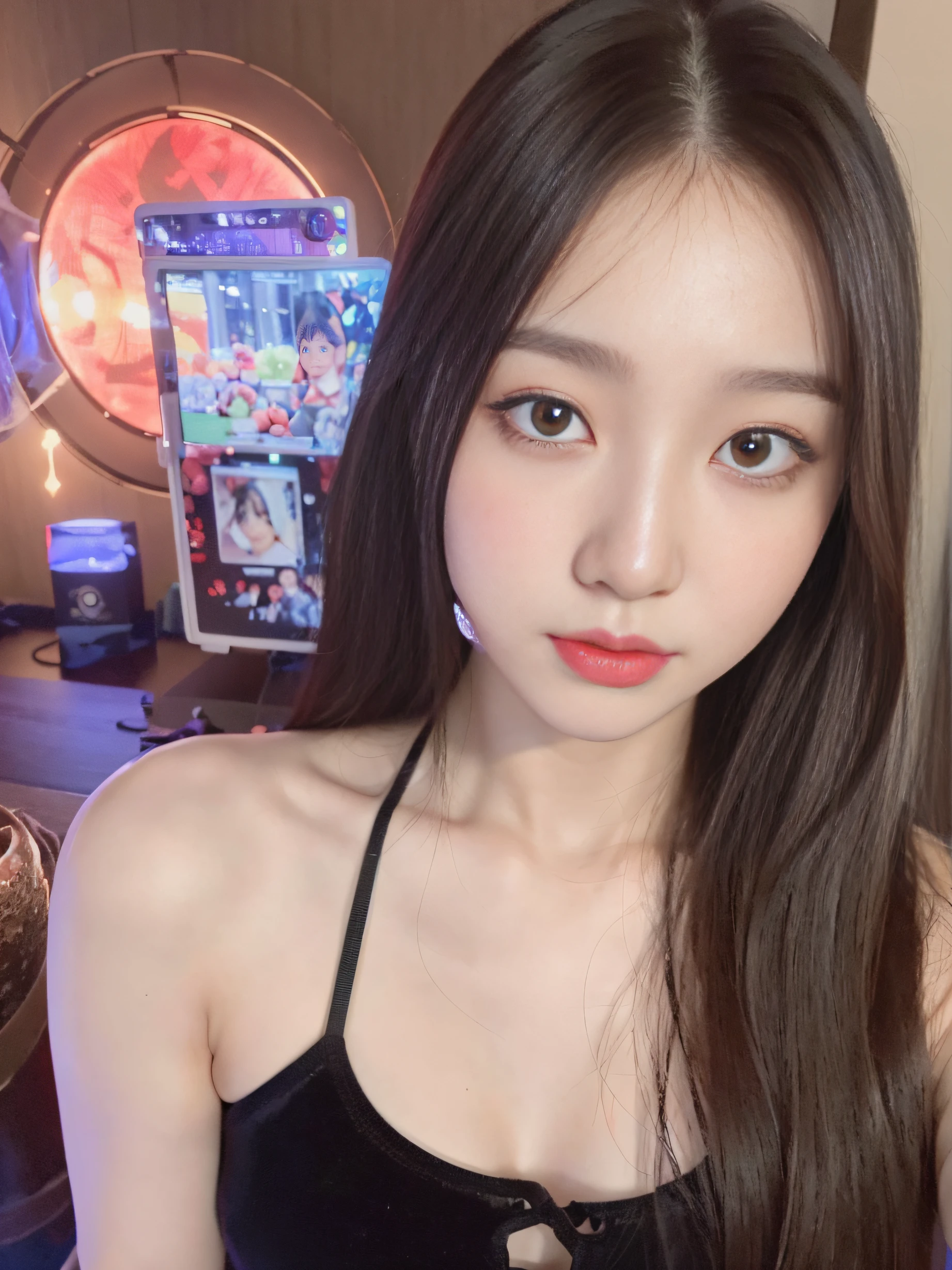 alafed asian woman,Long hair and black top, trending at cgstation, Korean girl, wan adorable korean face, jaeyeon nam, sakimichan, beautiful Korean women, ulzzangs, Gorgeous young Korean woman, SSAO 8 K, 8k selfie photograph, young cute wan asian face, 8K Artgerm bokeh
