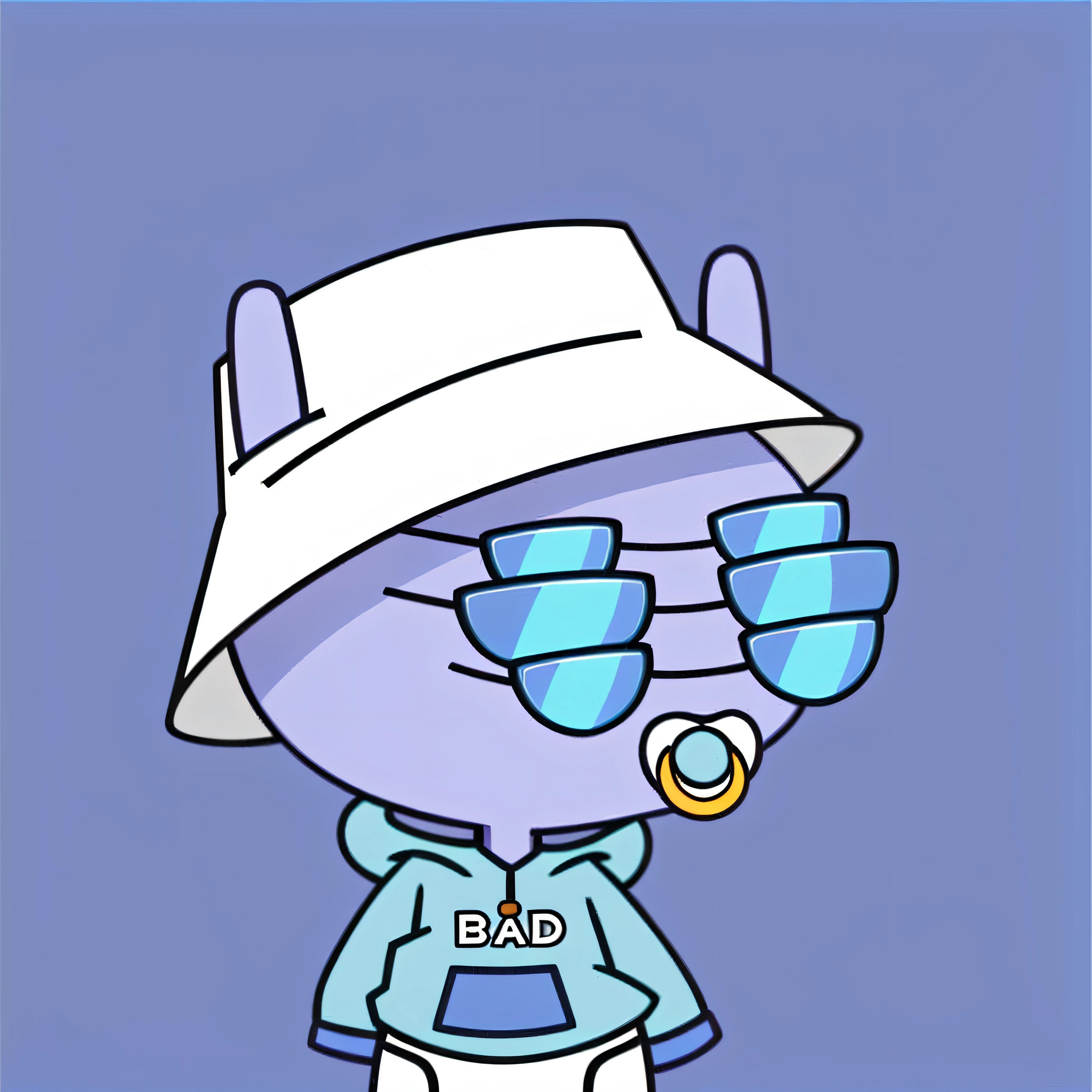 a cartoon character wearing a hat and sunglasses with a blue shirt, discord profile picture, 🐋 as 🐘 as 🤖 as 👽 as 🐳, discord pfp, bad bunny, telegram sticker, bladee from drain gang, fursona wearing stylish clothes, character with a hat, inspired by Luo Ping, wearing a fisher 🧥, he is wearing a hat