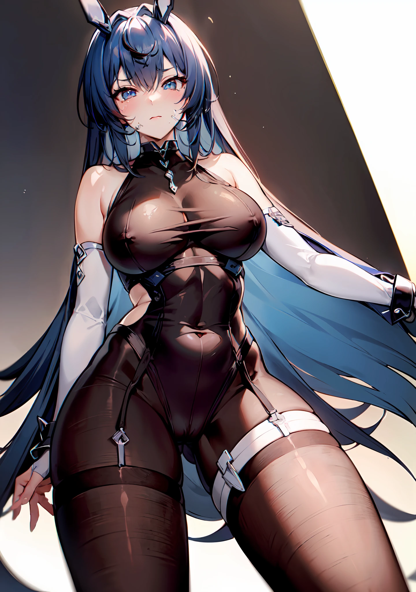 ((((masterpiece, best quality, high resolution)))), 1girl, large breasts, blush, ahegao, angry, glow, thighs, bare shoulders, collarbone, narrow waist, cleavage, (beautiful detailed face, beautiful detailed eyes), OrigFullArm, full armed, cape, mechanical armor, breasts exposed, naked, clothes ripped off, (rough sex:1.4), (sweat), (used condom), used tissue, long slender thighs, perfect eyes, (creampie:1.2), (cum:1.5), (cum_covered:1.5), (cum_on_face:1.5), (facial:1.5), (:1.5), crying, tears, forcefully, wide eyes, shocked, cum, cum string, cum filled, spreading, legs_spread open, cameltoe, (creampie), bed, lying_on_back, ((missionary position)), (deep penetration), (having rough sex), NSFW