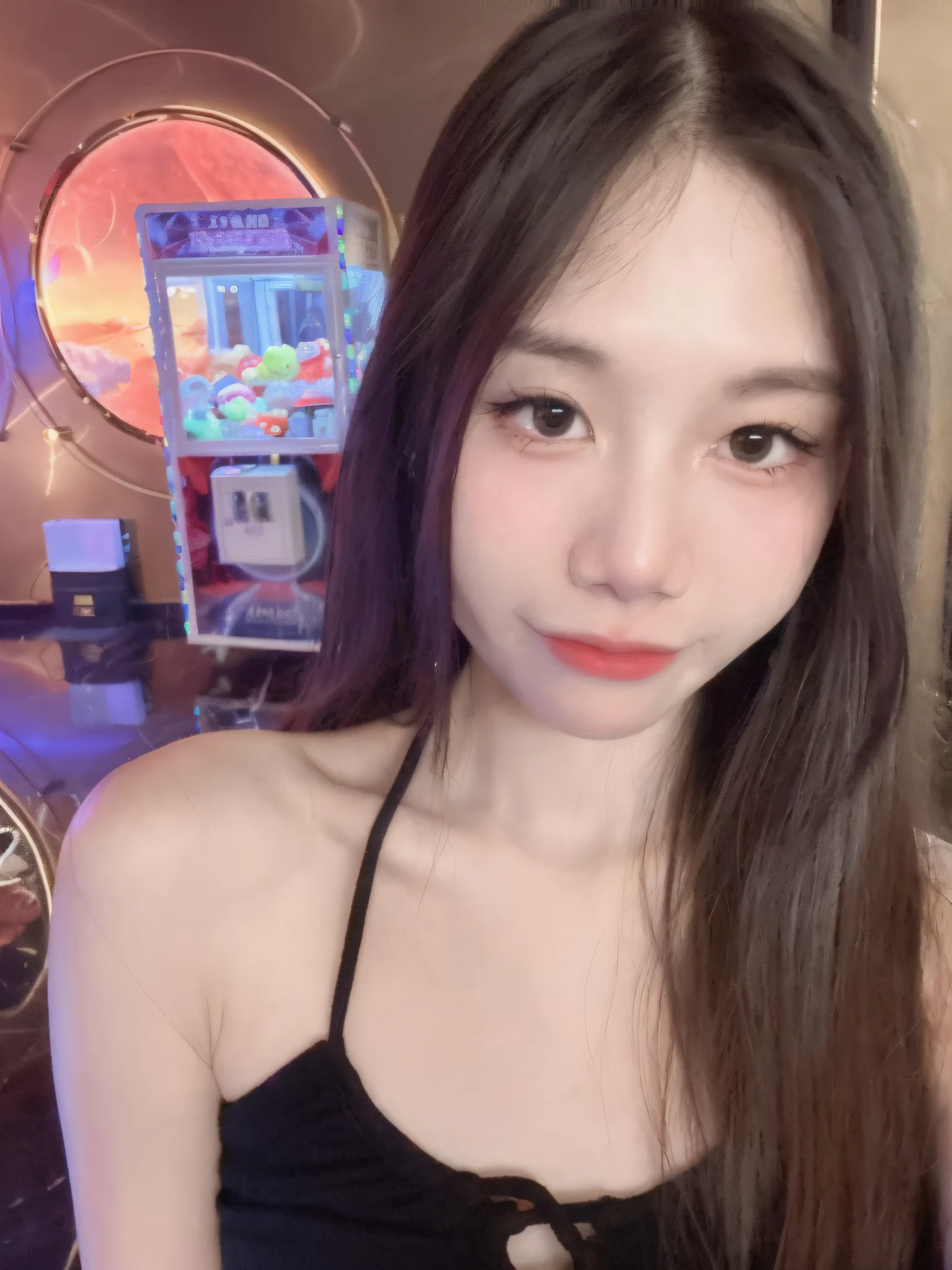 Long hair and black top, Big breasts trend in CGSTATION, jaeyeon nam, Beutiful women, sakimichan, ulzzangs, Gorgeous young woman, SSAO 8 K, 8k selfie photograph, young cute wan asian face, 8K Artgerm bokeh