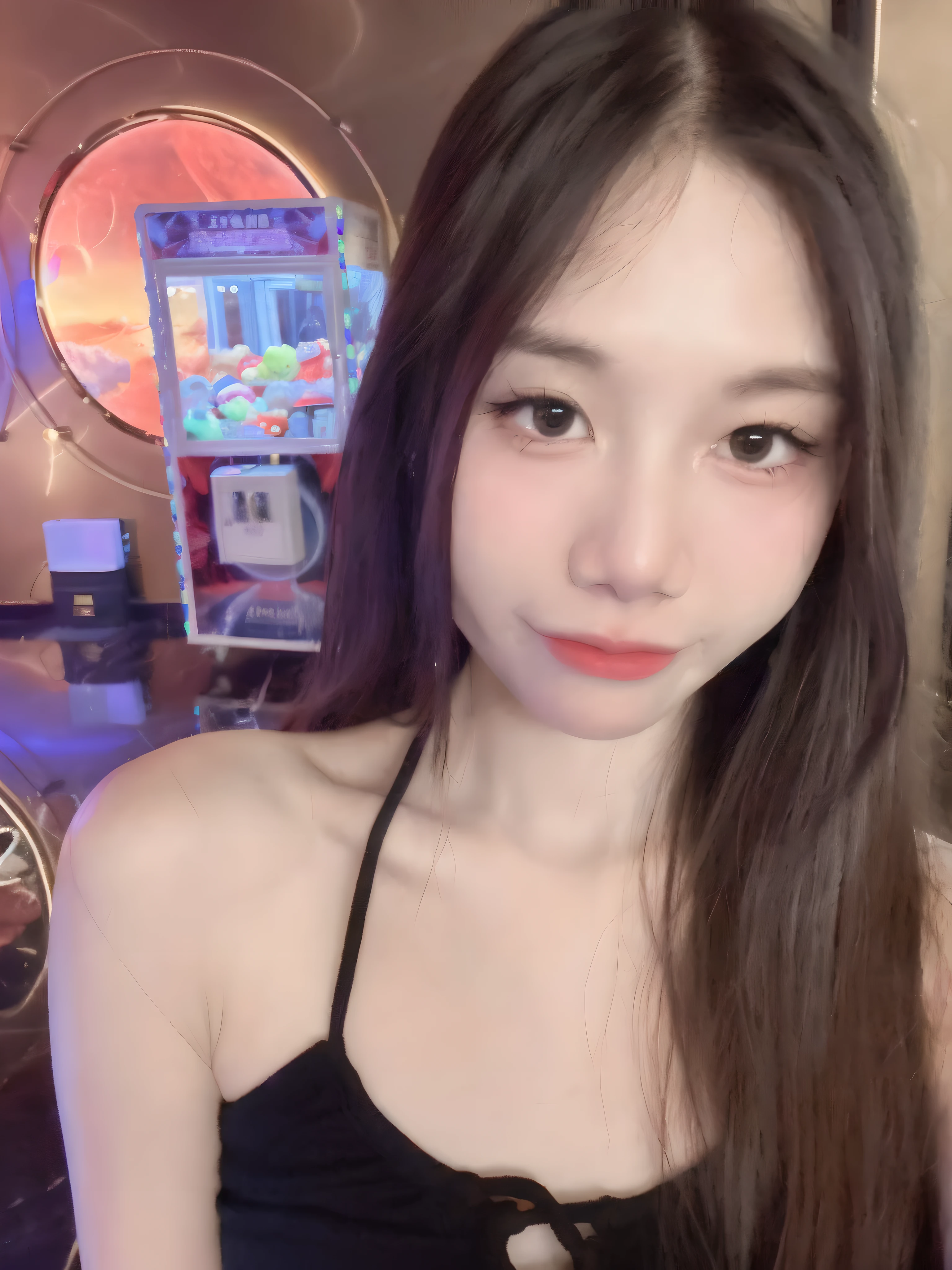 Long hair and black top, Big breasts trend in CGSTATION, jaeyeon nam, Beutiful women, sakimichan, ulzzangs, Gorgeous young woman, SSAO 8 K, 8k selfie photograph, young cute wan asian face, 8K Artgerm bokeh