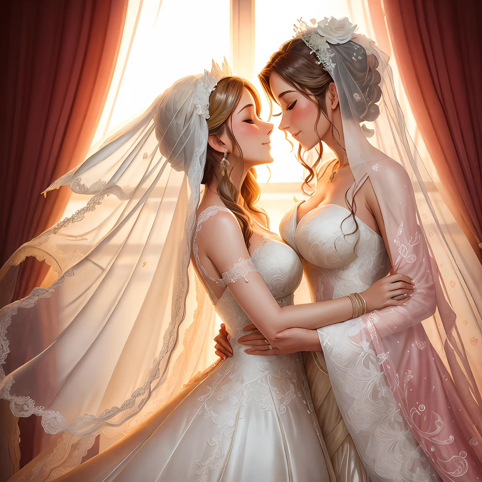 "The blissful days of the bride and the bride, bound by love and embraced in silk."