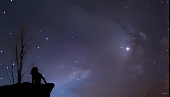 starry sky with a silhouette of a person sitting on a rock, looking up at the stars, looking at the stars, watching the stars at night, watching the stars, looking at the sky, stary sky, nightsky, looking to stars, astrophotography, astrophotgraphy, sky strewn with stars, night sky, stars in the sky above
