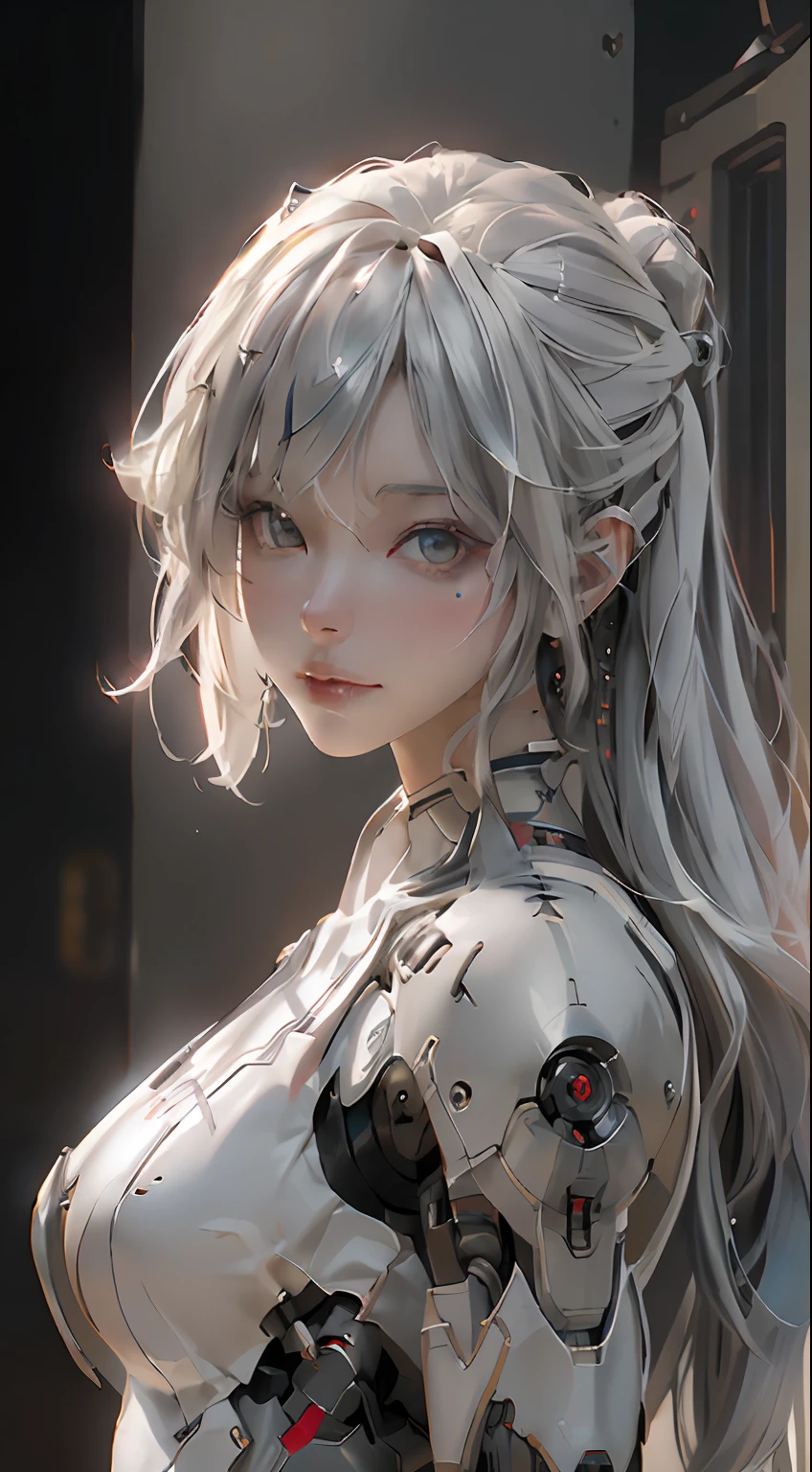 military uniform, maid nazi as military, nurse girl, nurse, (Best Quality), ((Masterpiece), (Detail: 1.4), 3D, A Beautiful Cyberpunk Woman, HDR (High Dynamic Range), Ray Tracing, NVIDIA RTX, Super-Resolution, Unreal 5, Subsurface Scattering, PBR Textures, Post-Processing, Anisotropic Filtering, Depth of Field, Maximum Sharpness and Clarity, Multi-layer Textures, Albedo and Highlight Maps, Surface Shading, Exact simulation of light-material interactions, perfect proportions, Octane Render, bicolor light, large aperture, low ISO, white balance, rule of thirds, 8K RAW, close-up of a woman with very long hair and a very large body, perfect anime robot woman, anime robot with organic mix, best anime 4K konachan wallpaper, detailed digital anime art, beautiful girl cyborg, portrait of cyborg queen, cyborg - silver girl, biomechanics oppai, Digital cyberpunk anime art