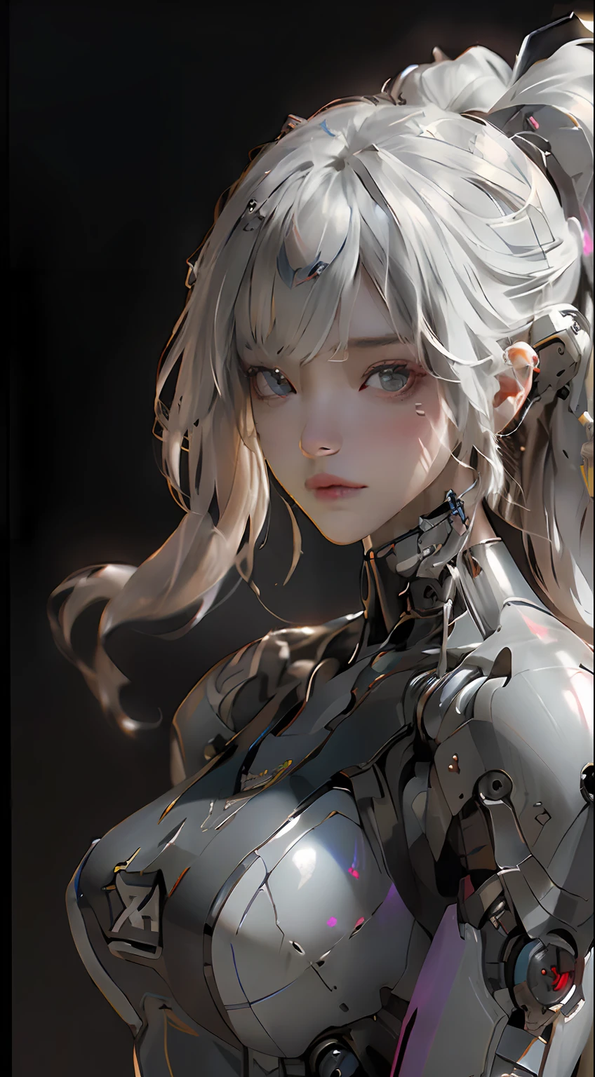military uniform, maid nazi as military, nurse girl, nurse, (Best Quality), ((Masterpiece), (Detail: 1.4), 3D, A Beautiful Cyberpunk Woman, HDR (High Dynamic Range), Ray Tracing, NVIDIA RTX, Super-Resolution, Unreal 5, Subsurface Scattering, PBR Textures, Post-Processing, Anisotropic Filtering, Depth of Field, Maximum Sharpness and Clarity, Multi-layer Textures, Albedo and Highlight Maps, Surface Shading, Exact simulation of light-material interactions, perfect proportions, Octane Render, bicolor light, large aperture, low ISO, white balance, rule of thirds, 8K RAW, close-up of a woman with very long hair and a very large body, perfect anime robot woman, anime robot with organic mix, best anime 4K konachan wallpaper, detailed digital anime art, beautiful girl cyborg, portrait of cyborg queen, cyborg - silver girl, biomechanics oppai, Digital cyberpunk anime art