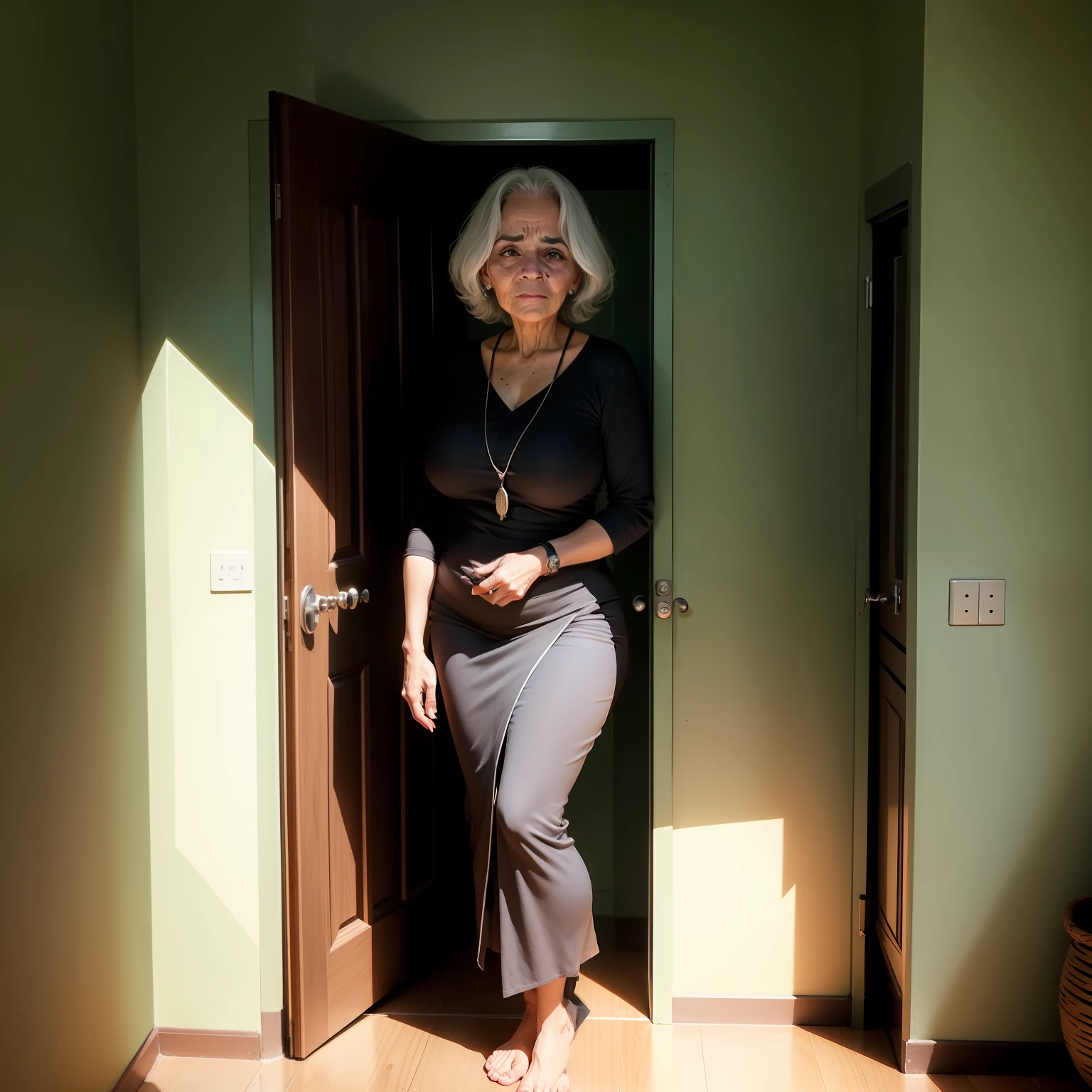 Rosto realista de uma mulher 62 anos chorando cabelo preto ate o ombro