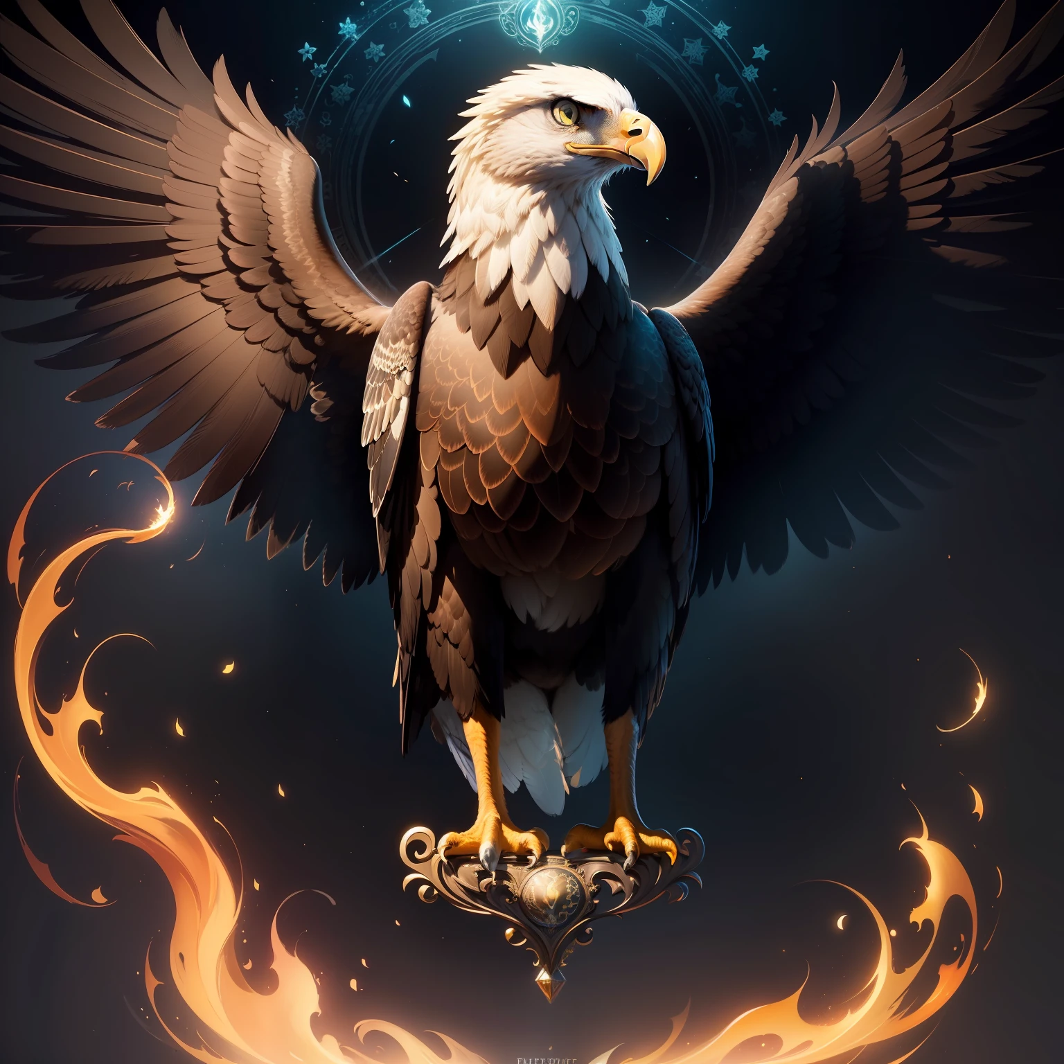 a painting of a colored eagle on a black background,, breathtaking rendering, inside a radiant connection, inspirada em Kinuko Y. Craft,, Magical Elements, kitten icon, uau, it's beautiful, casting a colorful multi spell, bright flash, flash
 INFO