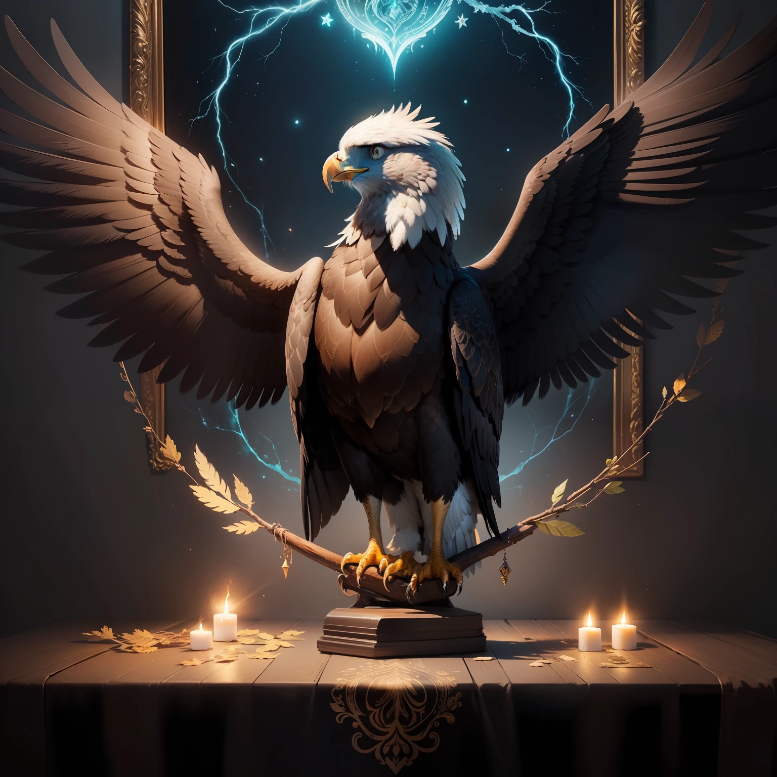 a painting of a colored eagle on a black background,, breathtaking rendering, inside a radiant connection, inspirada em Kinuko Y. Craft,, Magical Elements, kitten icon, uau, it's beautiful, casting a colorful multi spell, bright flash, flash
INFO