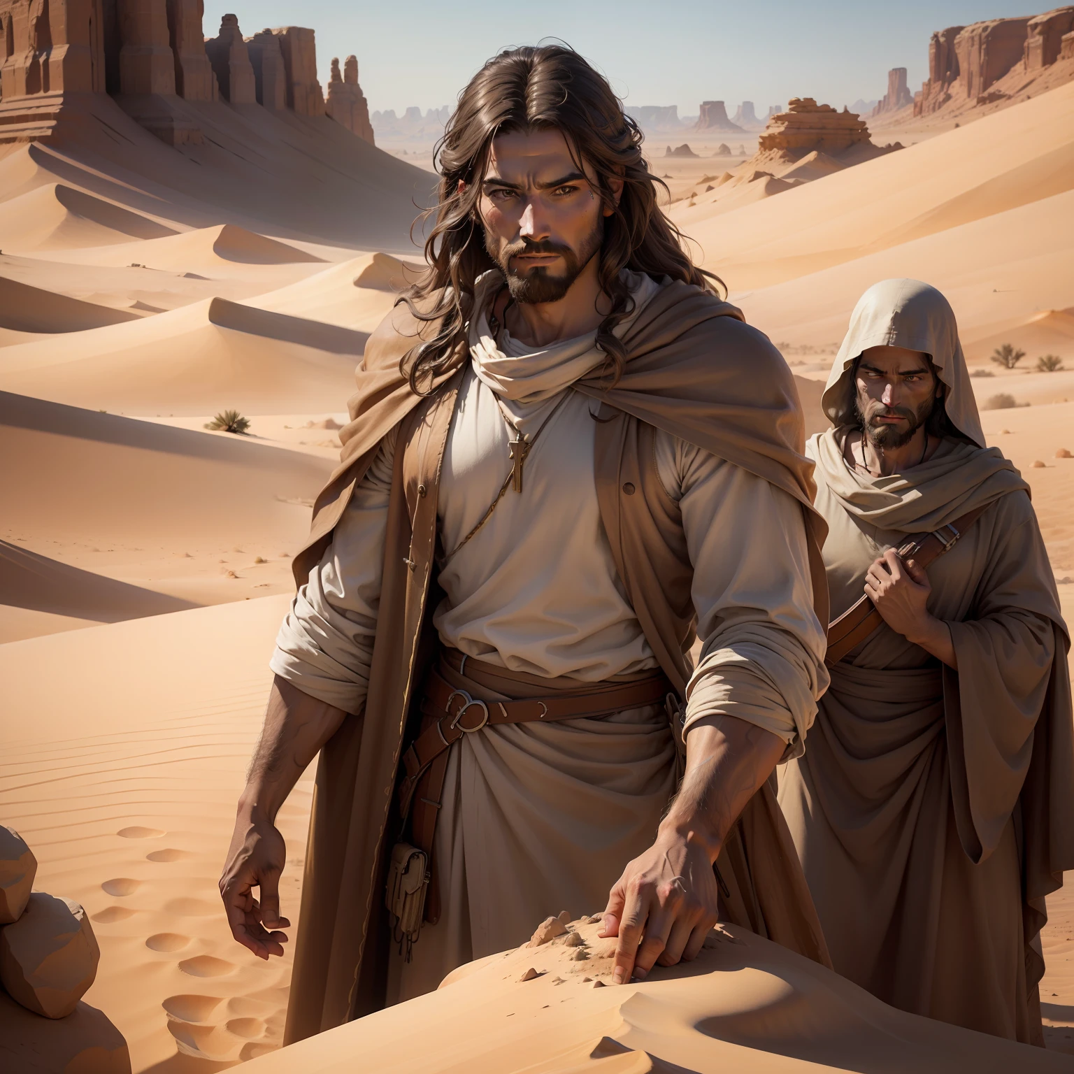Realistic and high-quality epic art Image of Jesus in the desert
