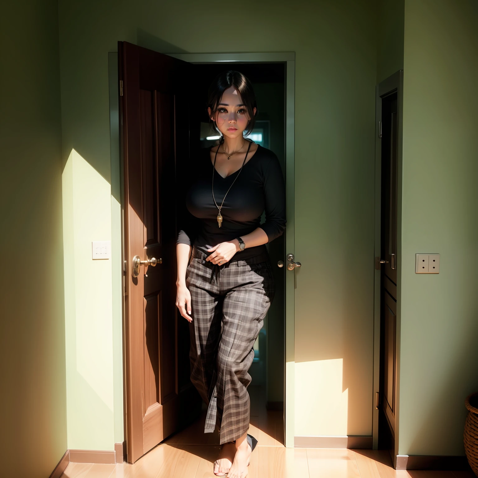 Black plaid pants