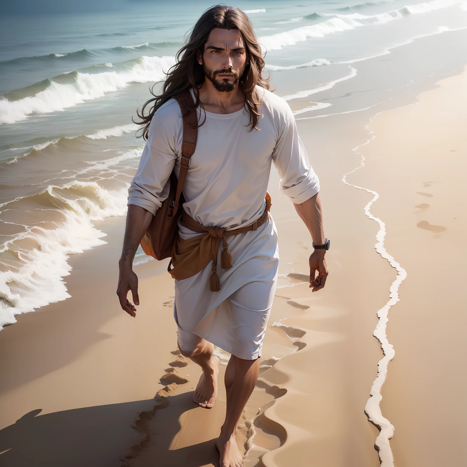 imagem de jesus caminhando na praia