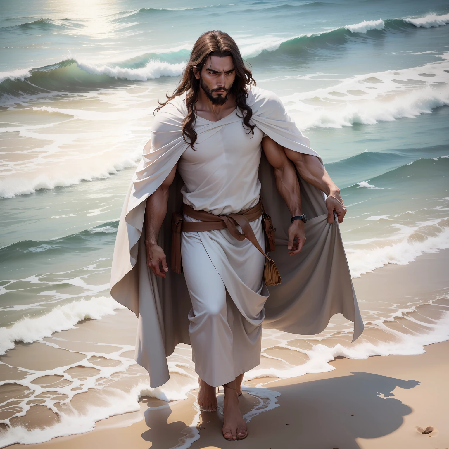 imagem de jesus caminhando na praia