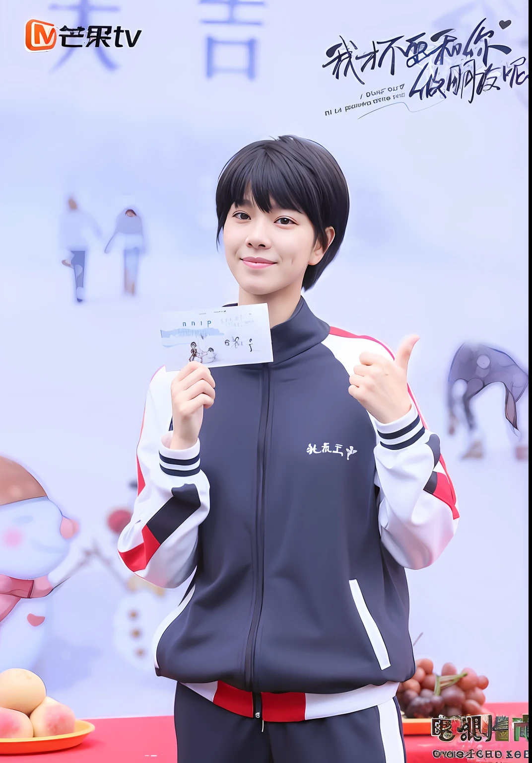 Black hair, side locks, single sidelock, aqua eyes, happy tears, Glowing eyes, Evil smile, smiley, tachi-e, Close-up, Sony FE GM, Eye level shots, High detail, hyper HD, Textured skin, Anatomically correct, ccurate, Masterpiece, Award-Awarded,Short haired young girl sitting at desk,Thin lips,Keep your mouth shut,Duffy style,Zhou Xun's demeanor,Inspiration for Luhan style and Wang Junkai's style,Wear sportswear,Short hair bangs,cuteexpression。