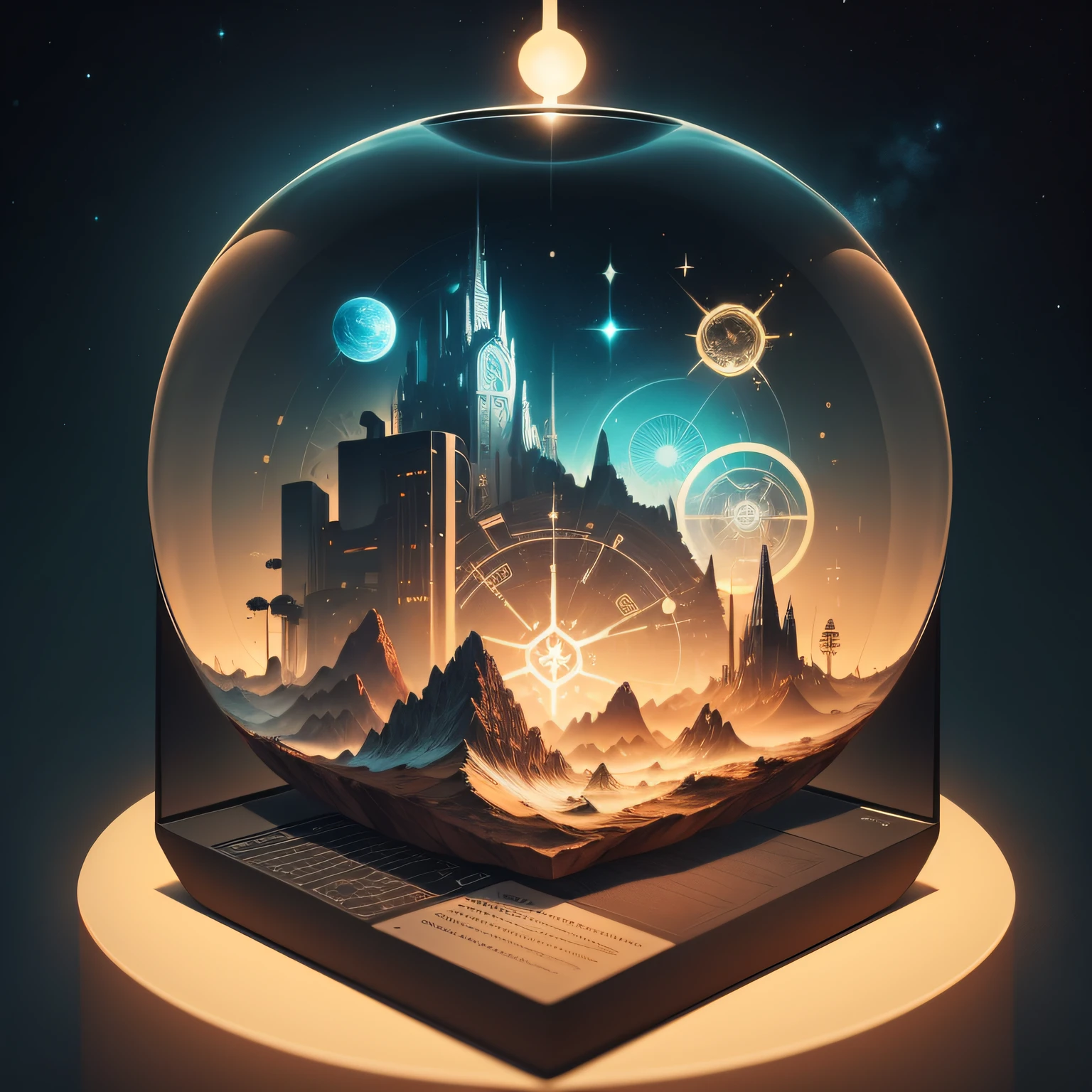 Intriguing and captivating design that depicts the idea of exploration and discovery. Icons representing science and knowledge, as well as visual elements that convey the feeling of adventure and wonder.