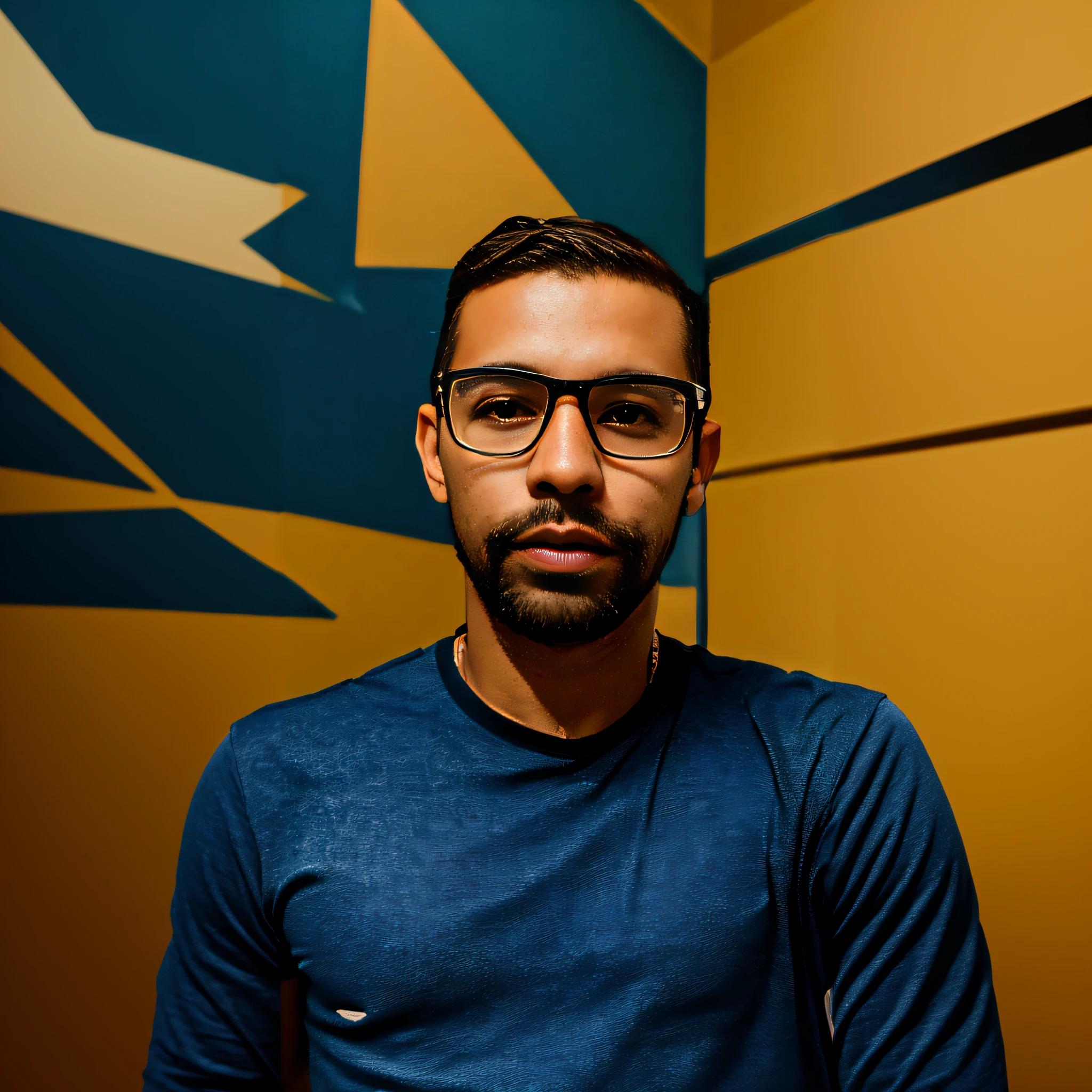There's a man with glasses, Um retrato de Rahul Kohli, Retrato de Danny Gonzalez, Retrato no meio da foto, jewish young man with glasses, man with glasses, Retrato tirado 8 K, Emad Mostaque, Mohamed Reda, Mohamed Chahin, caio santos, retrato de alta qualidade, Riyahd Cassiem