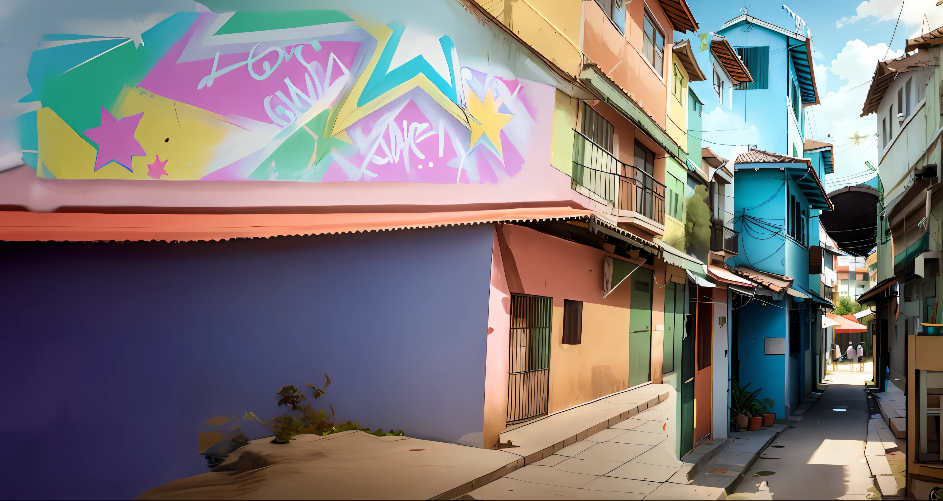 a vibrant, graffiti-style drawing featuring a prominent five-pointed star at the center in bold green. The star should be highlighted and clearly the focal point. Include figures around it who are visibly admiring the star, demonstrating its captivating presence. Allow the use of various colors to enhance the overall graffiti aesthetic of the piece