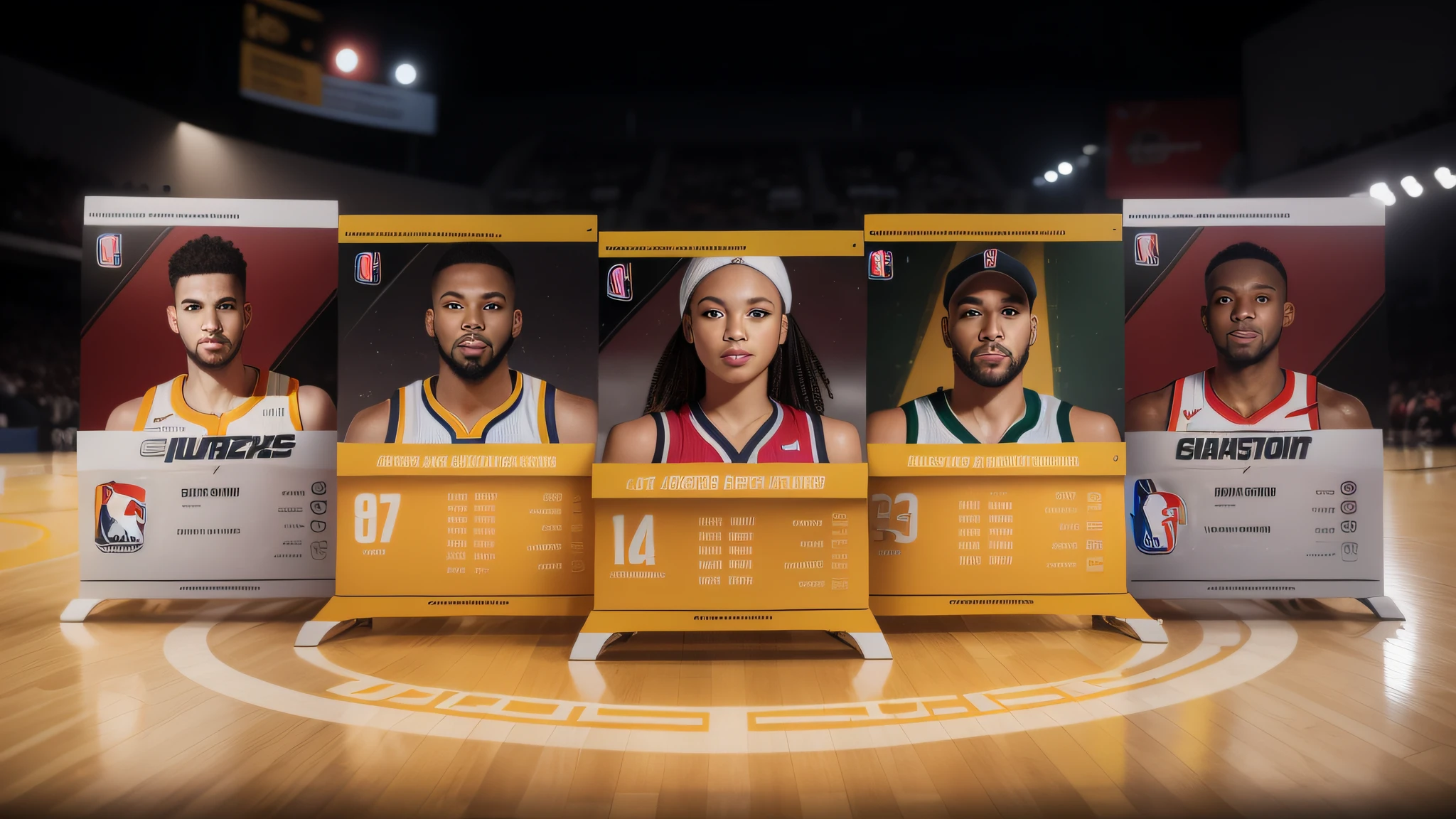 um close up do time de um jogador de basquete em uma quadra, Equipe completa, suns, Three giants, tiro completo, completo - tiro, Nba, 2K, 2 mil, 3 heads, Destaques do aro, trio, eye level shot, NBA 2 K 2 1, Trindade, full protrait, foco no centro, pacote de jogos, luzes de aro wlop, next gen, alta resolução