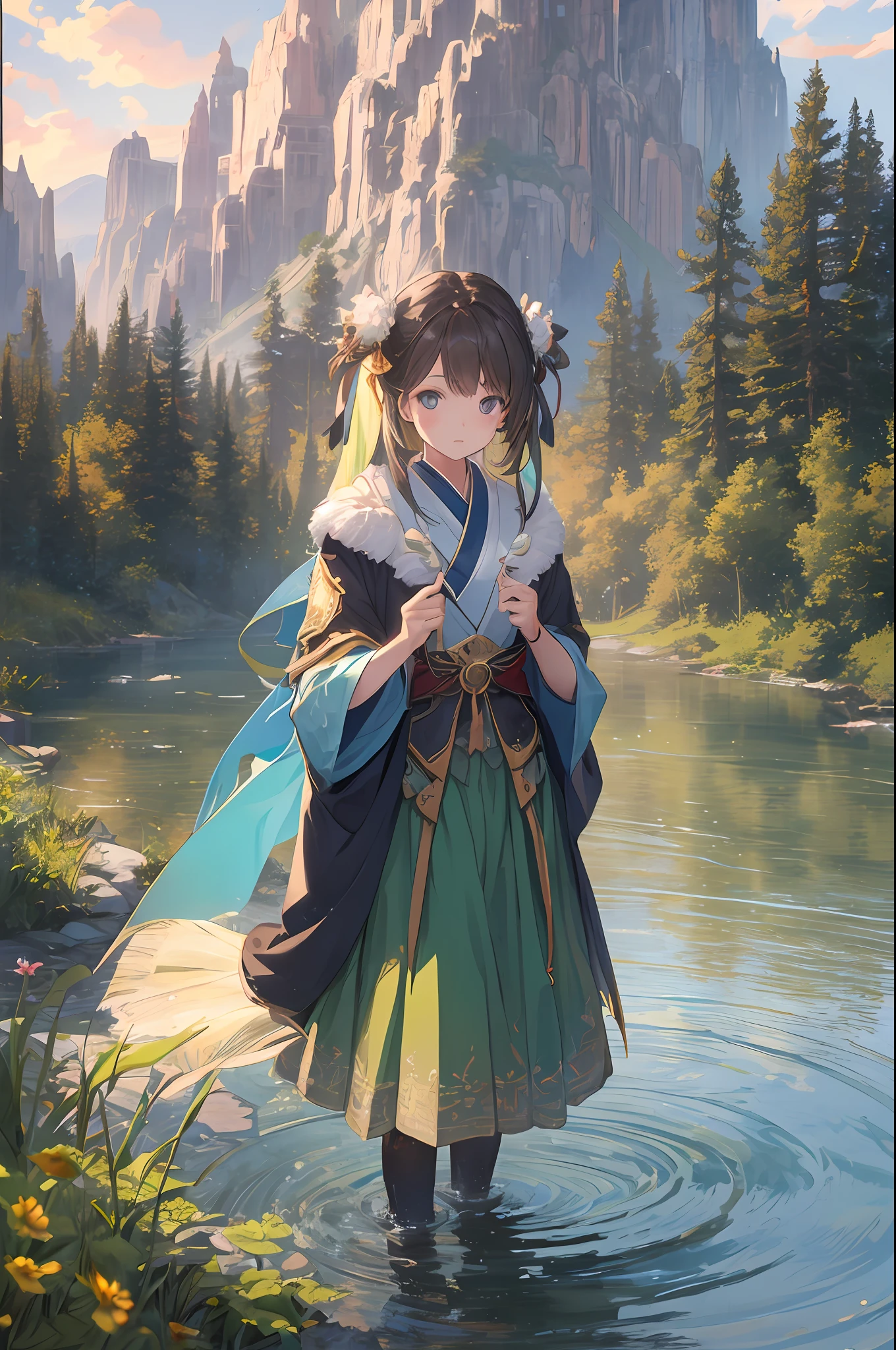 Based on the references and your request, here is a revised image generation prompt:

"In the realm of digital artistry, we strive to create a narrative that transcends the ordinary, capturing moments of beauty and emotion in exquisite detail. Our scene unfolds in a world reminiscent of a beloved fantasy video game series, where two sisters, high school students from Japan, find themselves in an unexpected journey.

The sisters are the epitome of beauty, each with their unique charm. The younger sister is petite, with proportions reminiscent of a famous anime character, while the older sister exudes a mature elegance. Their reunion in this fantastical world is a moment of pure joy and wonder, a miracle captured in time.

The backdrop is a breathtaking panorama of towering mountains, lush forests, and shimmering bodies of water, all bathed in the soft glow of a setting sun. The colors are vibrant, the details meticulously crafted, from the intricate patterns on the leaves to the subtle ripples on the water surface. The image quality is exceptional, with a level of clarity and depth that draws you into the scene.

The sisters' depiction is realistic yet captivating. Their hair, caught in a gentle breeze, frames their faces perfectly. The expressions on their faces are ones of awe and wonder, as if they're seeing this magical world for the first time. The image is so lifelike, so immersive, that it feels as if you could step right into the frame and join them on this incredible journey.

This is not just an image; it's a story waiting to be told. It's a testament to the power of image generation, where the lines between reality and fantasy blur, and where two high school girls from Japan can stand at the heart of a world straight out of a beloved fantasy video game series. This is a masterpiece, a culmination of a lifetime's worth of artistic talent and dedication.