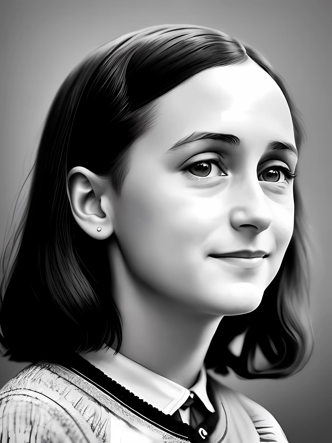 Hyper-realistic portrait of Anne Frank
