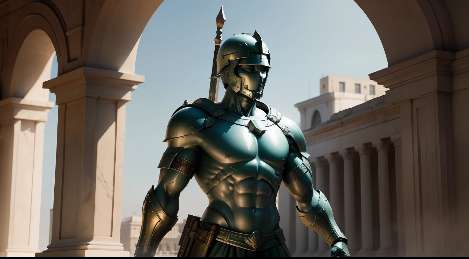 Statue of the Spartan soldier, imagem realista, 8k