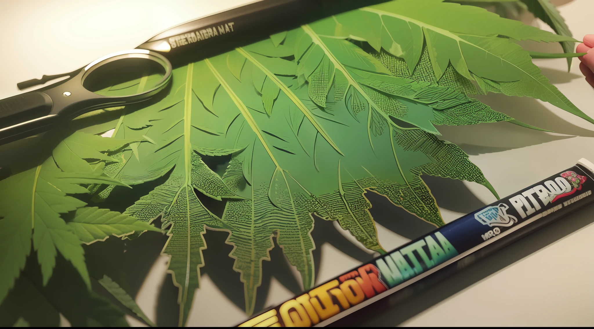hyper realistic, ultra detailed colorful marijuana leaf