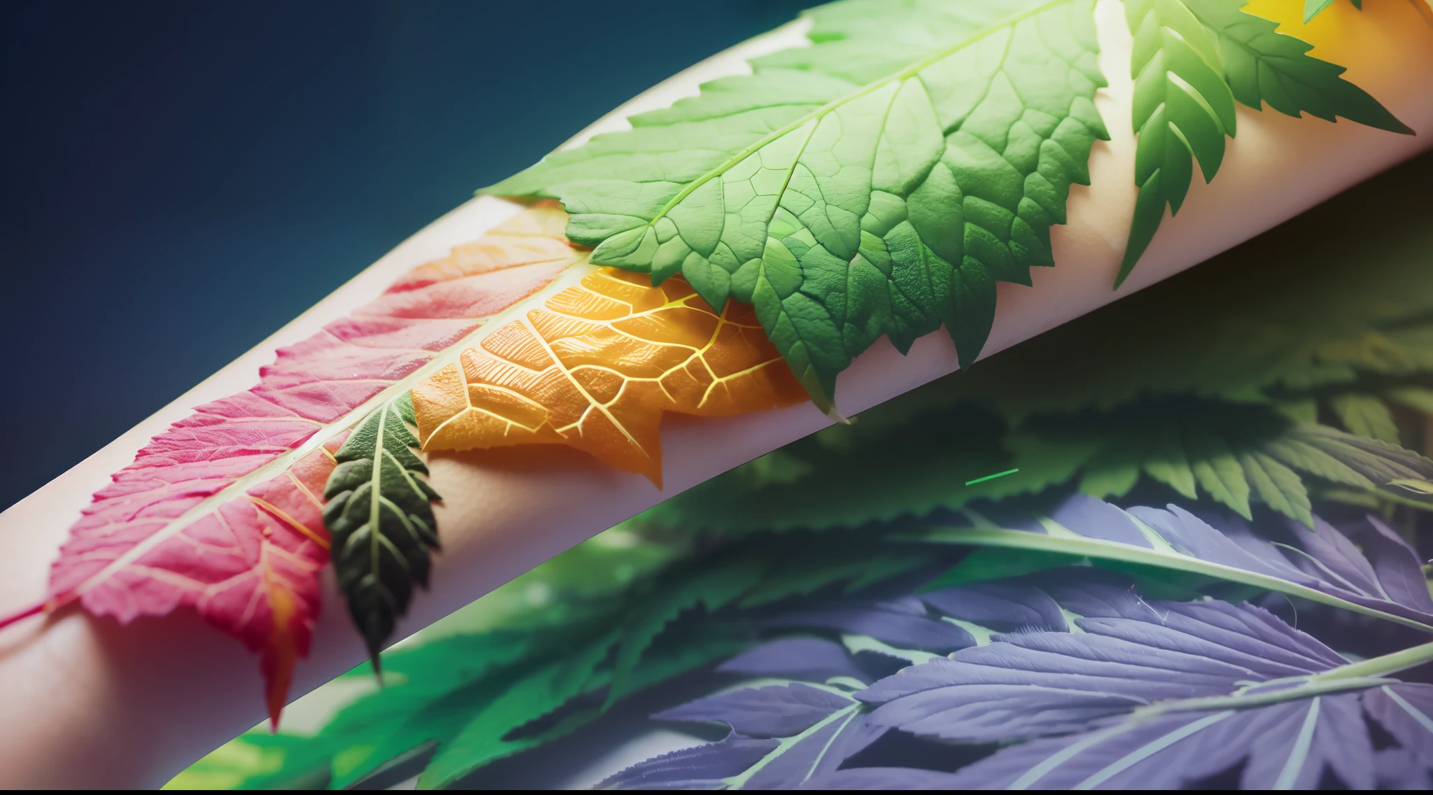 hyper realistic, ultra detailed colorful marijuana leaf