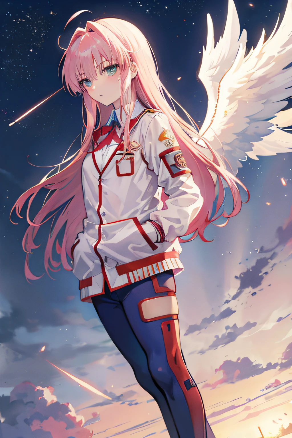 ((Angel Beats--v 5.2)) 1garota,cidade noturna,chuva,casaco,Hands in pockets