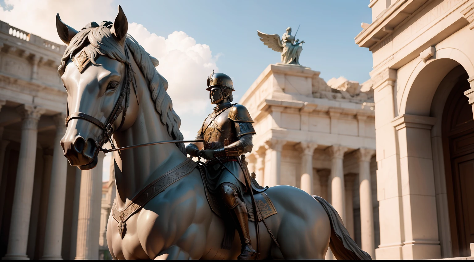 Statue of the Roman soldier, imagem realista, 8k