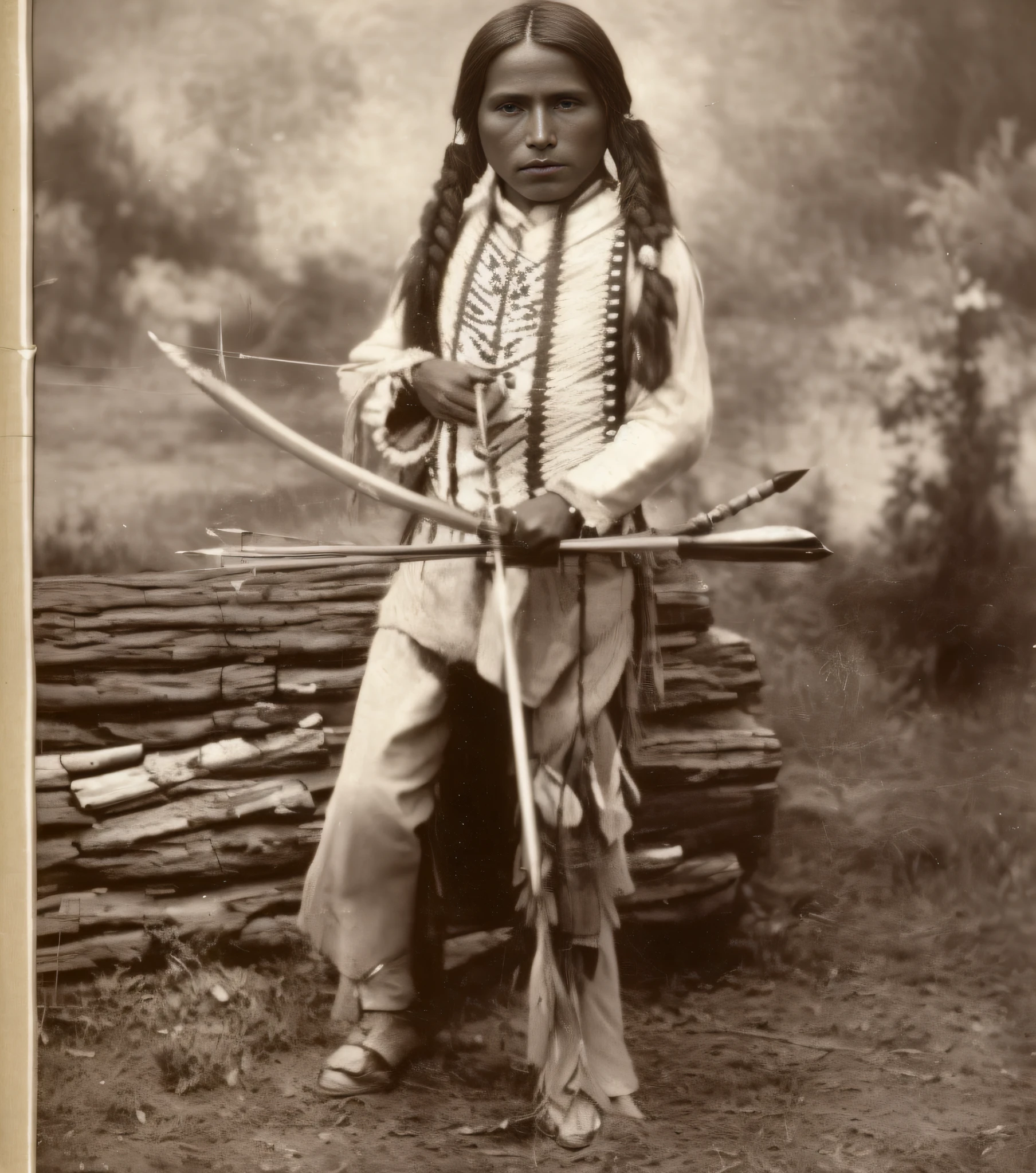 arafed native american man with a bow and arrow, native american, a native american warrior, skilled warrior of the apache, boy, holding bow and arrow, by Samuel Washington Weis, by Joseph Yoakum, long bow and arrows, native american warrior, with bow and arrow, holding a bow and arrow, 1 8 8 0 s photograph, indian warrior