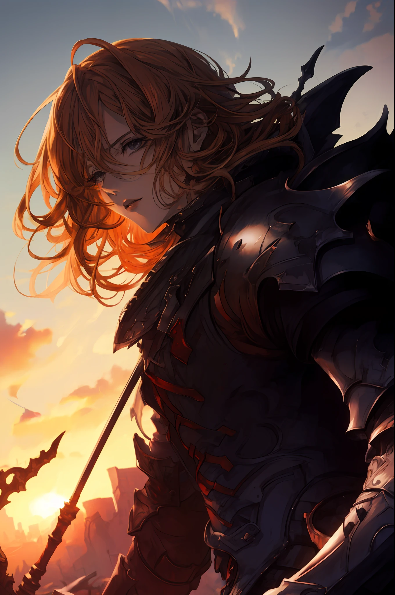 Siegfried, GranBlue, Chico de anime con espada y armadura frente al atardecer, Chico guapo en el arte de Demon Slayer, Badass Anime 8K, Arte detallado del anime digital, Anime Art Wallpaper 8K, Anime Art Wallpaper 4K, Anime Art Wallpaper 4K, Fondo de pantalla de manga 4 k, Arte de anime clave detallado, por Yang J, Arte detallado de alta calidad 8K, Fondo de pantalla de anime 4k