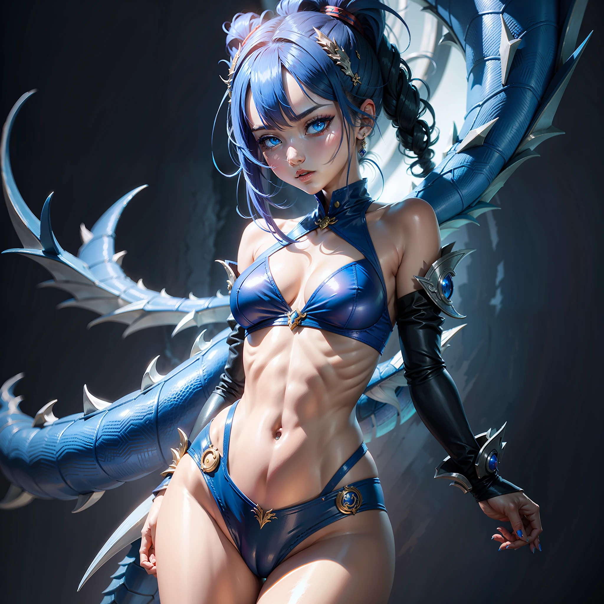 National style，Blue Dragon Girl，best qualtiy，ultra - detailed