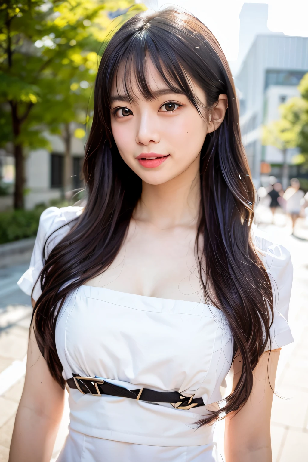 laughing、White clothes、A dark-haired、campus