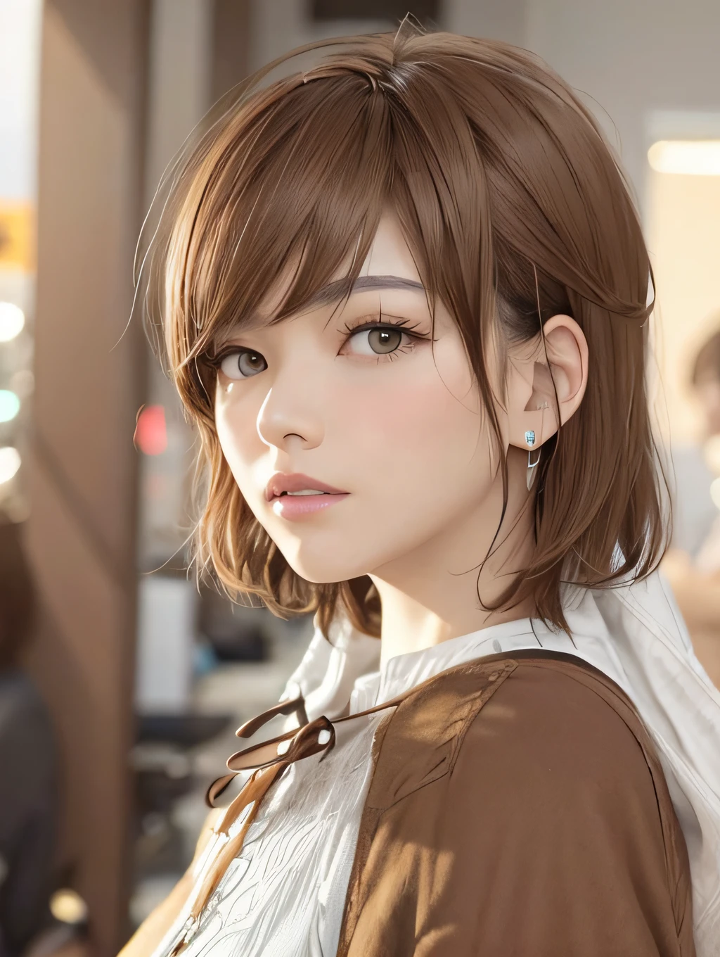 short brown hair、