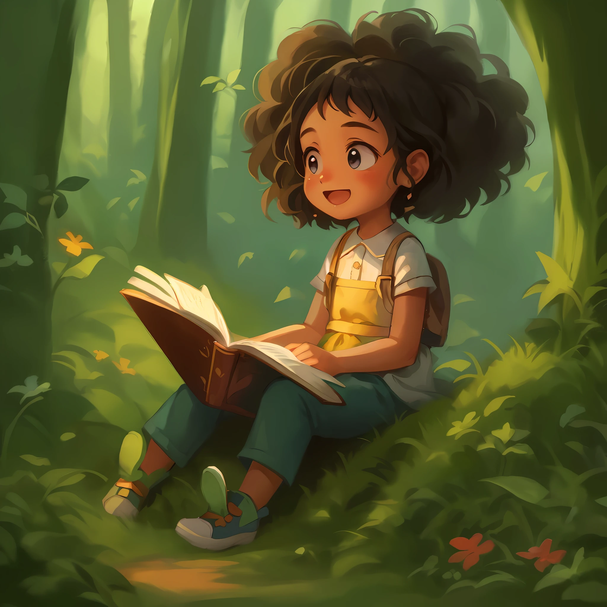 dos desenhos animados sentada em uma rocha lendo um livro na floresta, retrato do livro do RPG, retrato do livro, Arte infantil em Artstation, illustration of children's books, Procreate Illustration, illustration for children's book, illustration of children's book, cute storybook illustration, illustration of children's books, story book illustration, illustration of children's books, official illustration, painting digital adorable, colorful kids book illustration